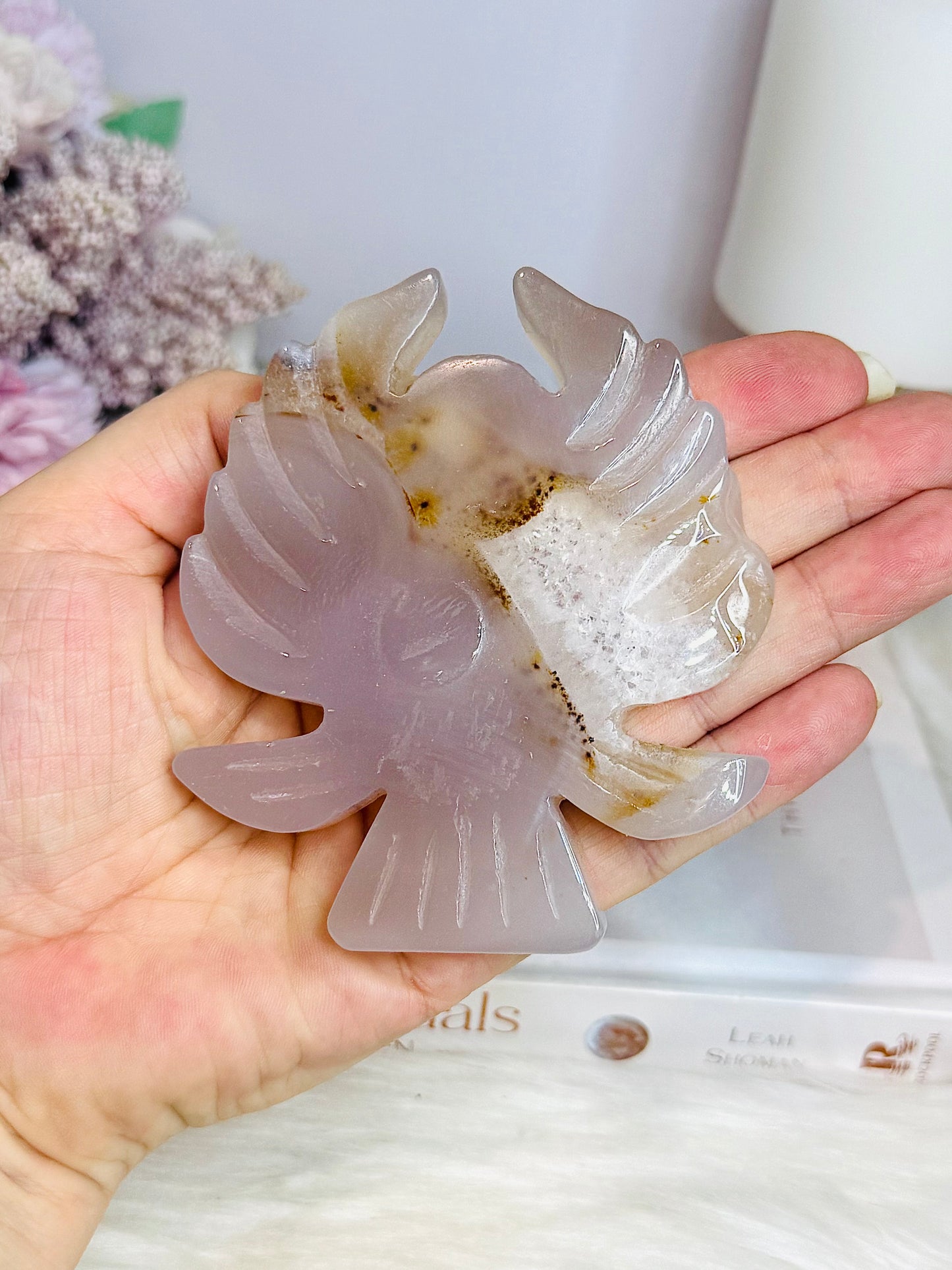 Druzy Agate Carved Angel 9cm
