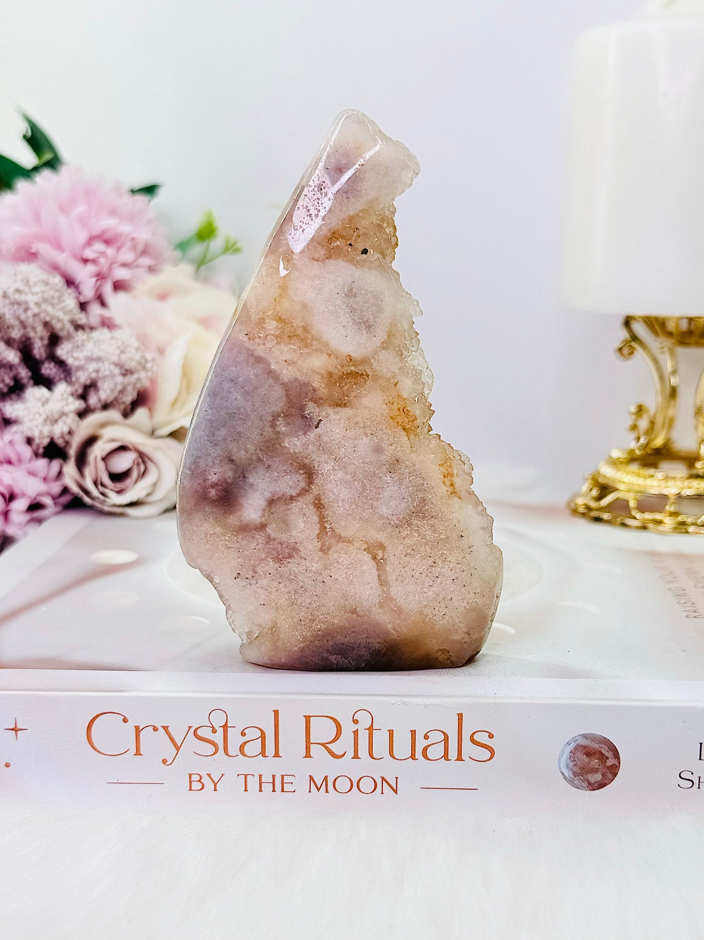Beautiful Druzy Flower Agate Carved Flame | Freeform From Madagascar