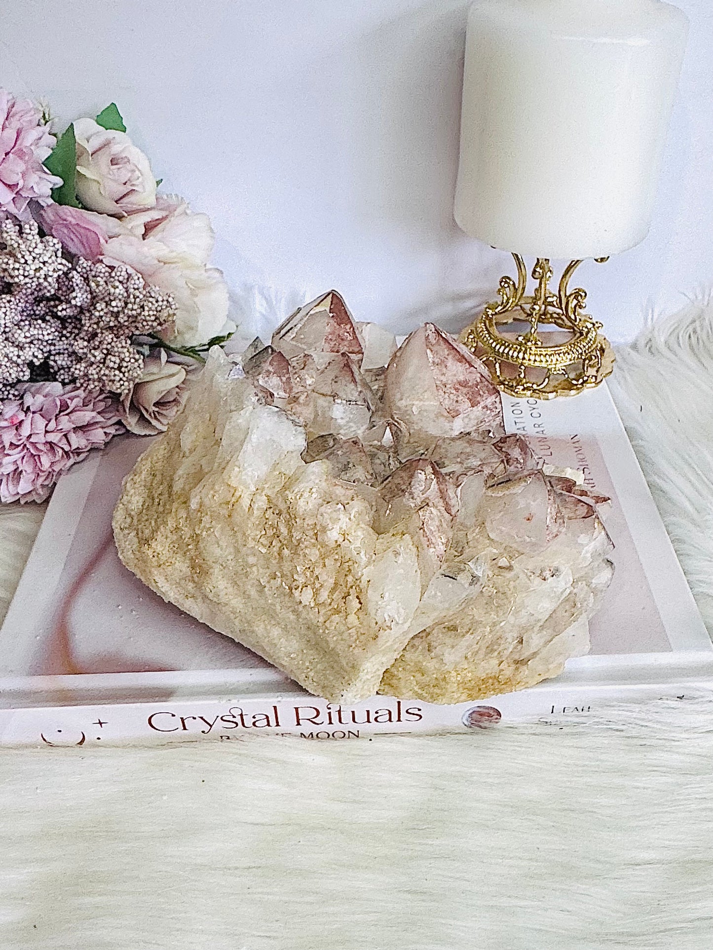 Incredible Huge Natural 19cm 1.26KG Black & Pink Lithium Quartz Natural Cluster From Brazil
