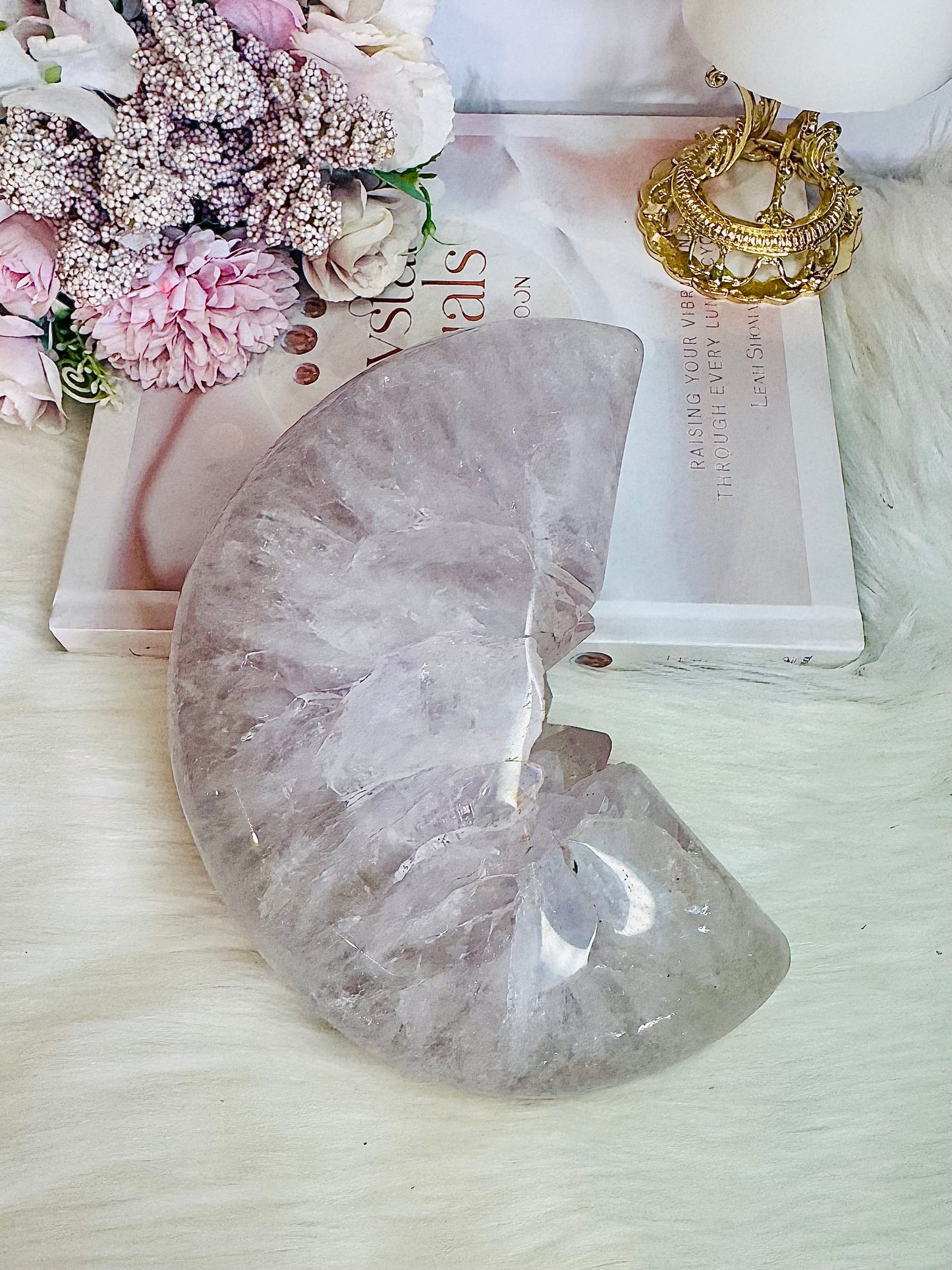 Huge Druzy Amethyst Chunky Carved Moon 1.65KG $129 x