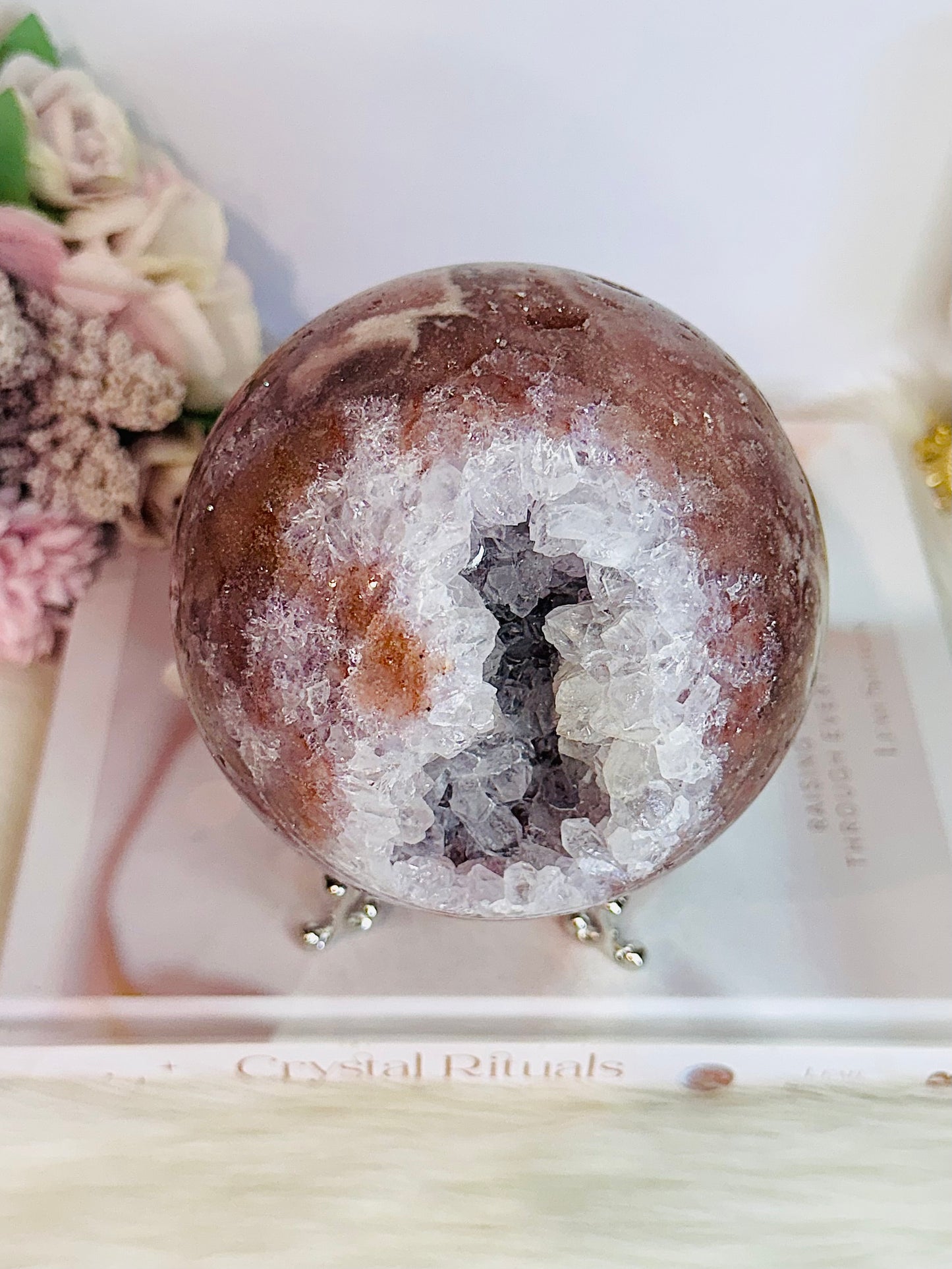 STATEMENT PIECE ~ The Most Spectacular High Grade Classy & Fabulous Huge Druzy Pink Amethyst Sphere From Brazil On Stand