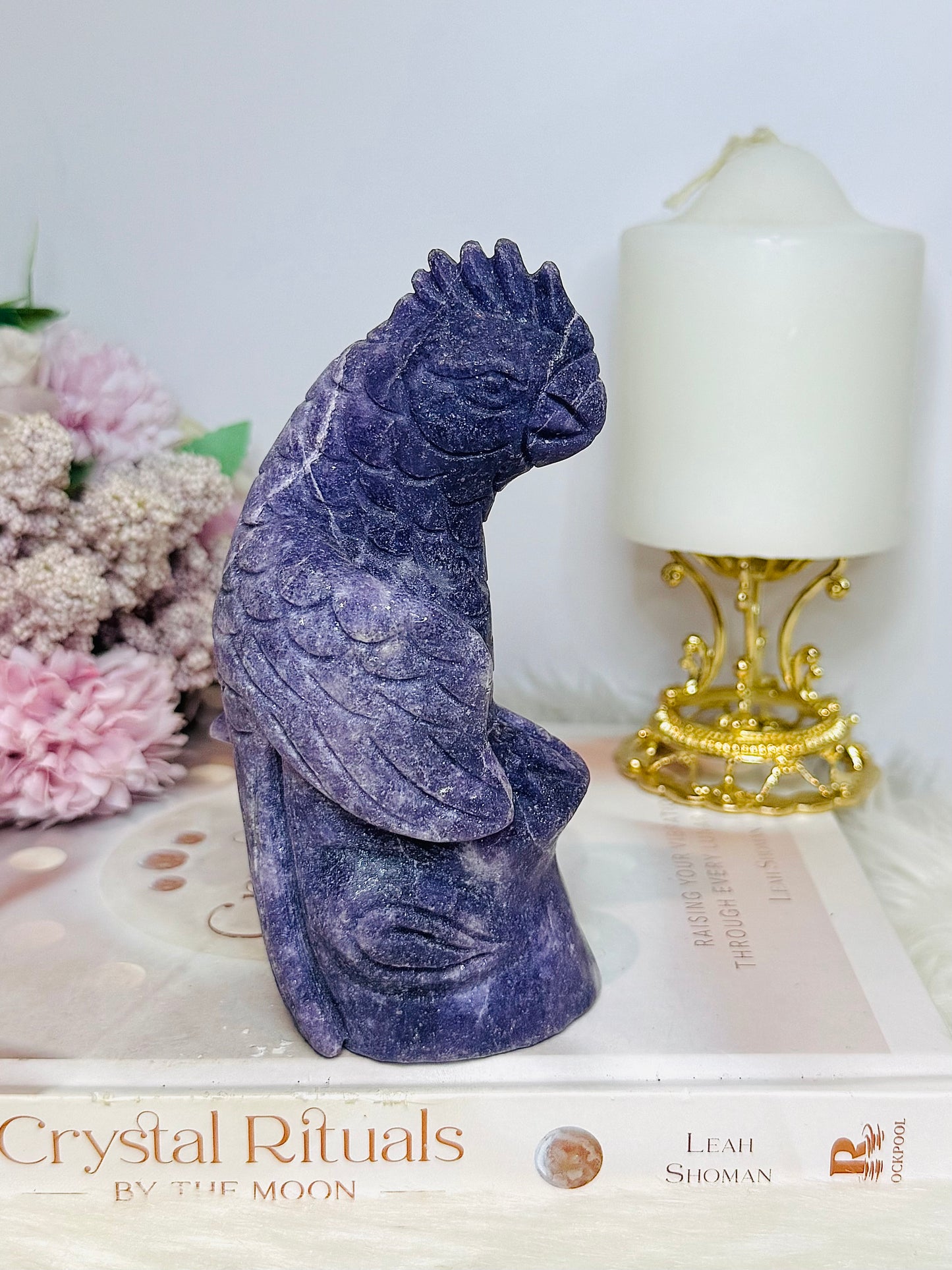Lepidolite Carved Parrot | Bird Large 14cm 588g