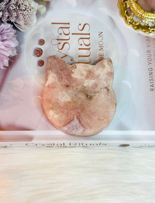 Pink Amethyst Carved Cat Head 7.5cm