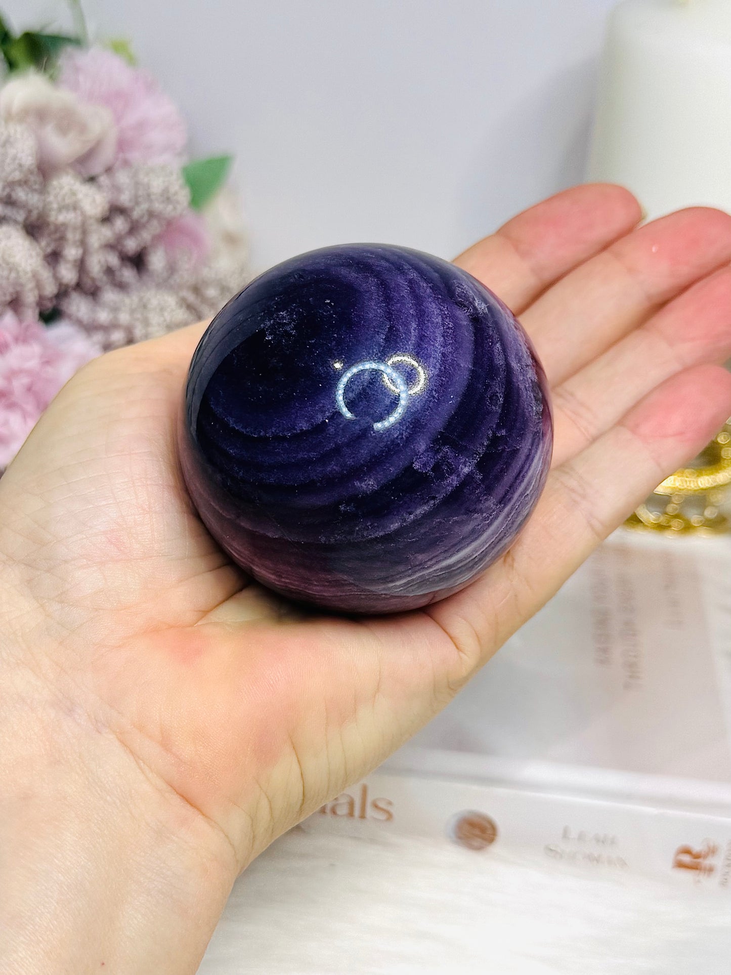 High Grade Purple Fluorite Sphere On Stand 385g