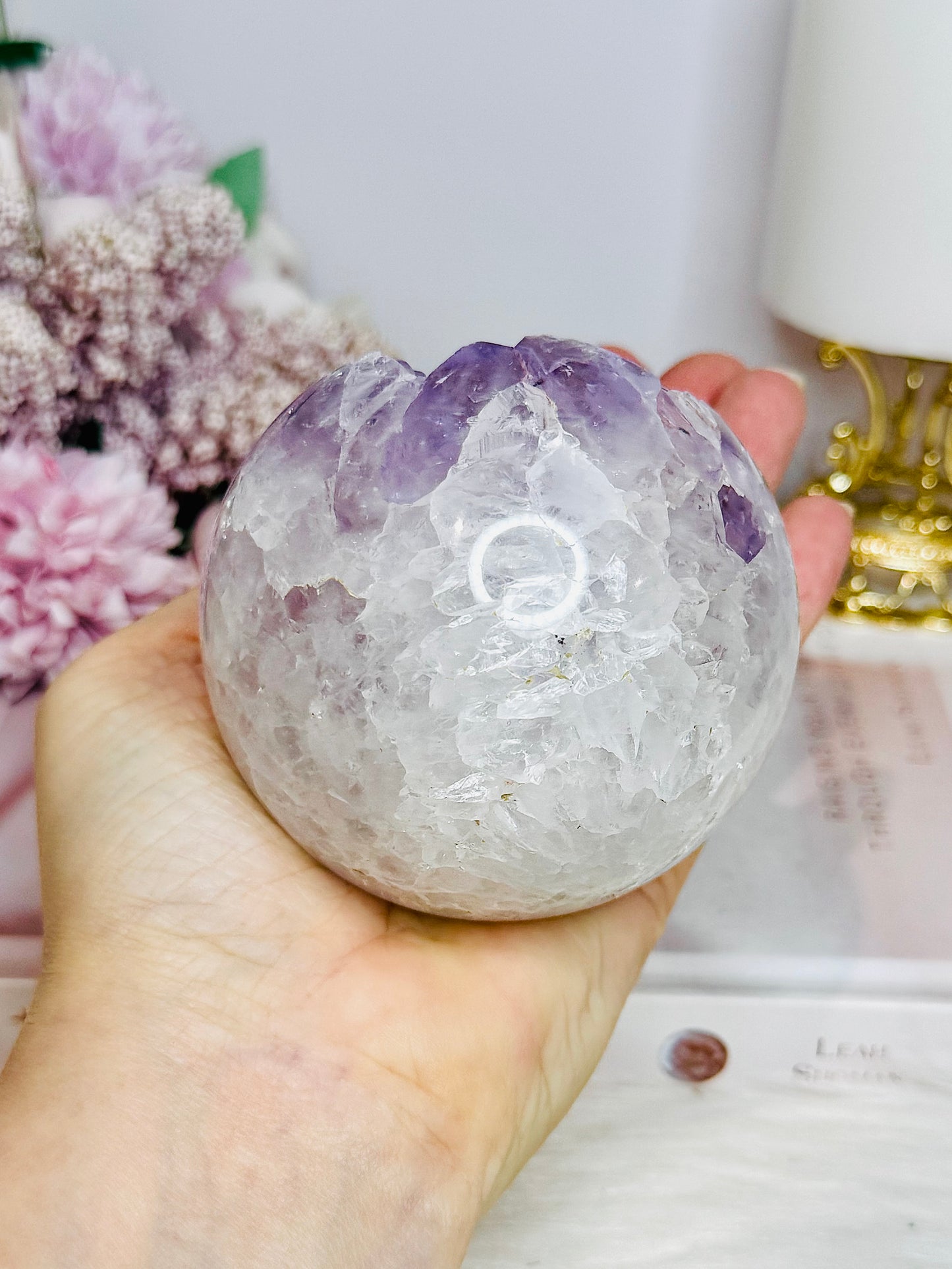 Large Druzy Amethyst Sphere on Stand 618g