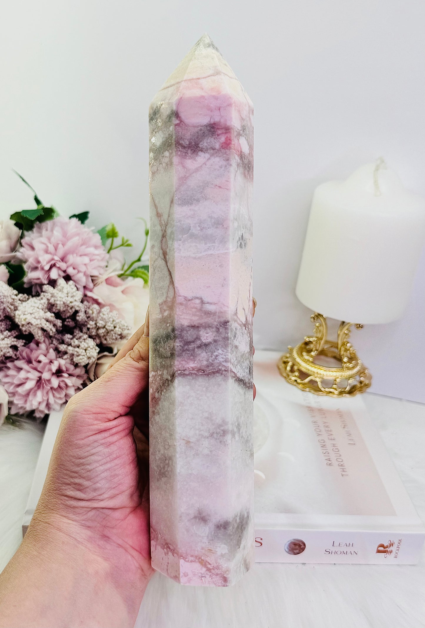 Classy & Absolutely Fabulous Large 24cm Pink Opal Tower Simply Gorgeous
