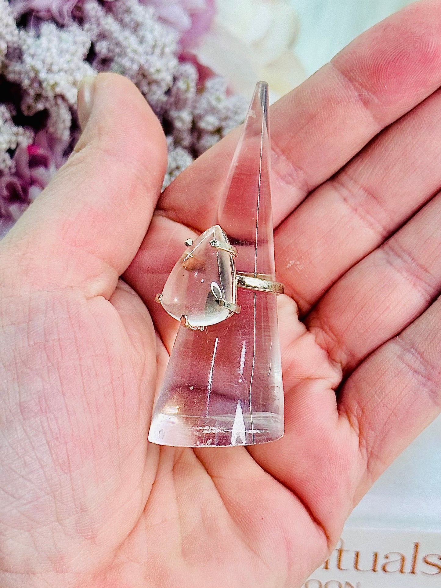 Stunning Clear Quartz Adjustable Ring From Brazil in Gift Bag