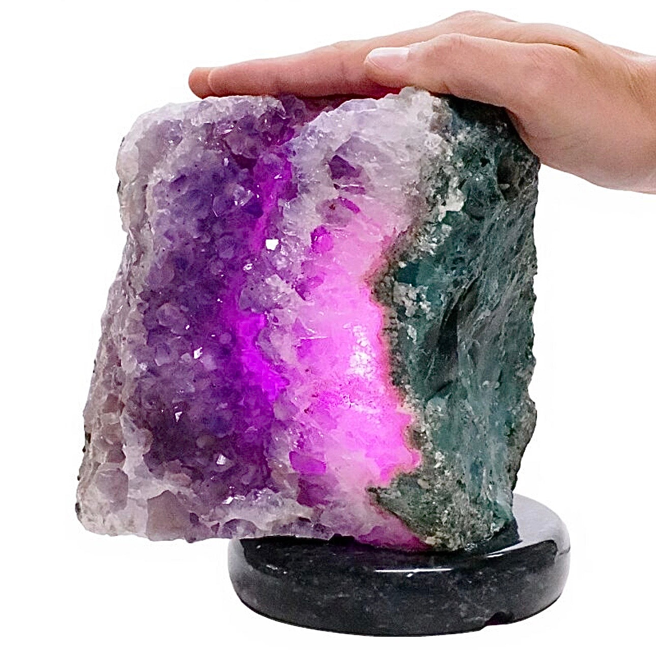 Amethyst Lamp on Marble Base 5.1KG – Purple LED Bulb