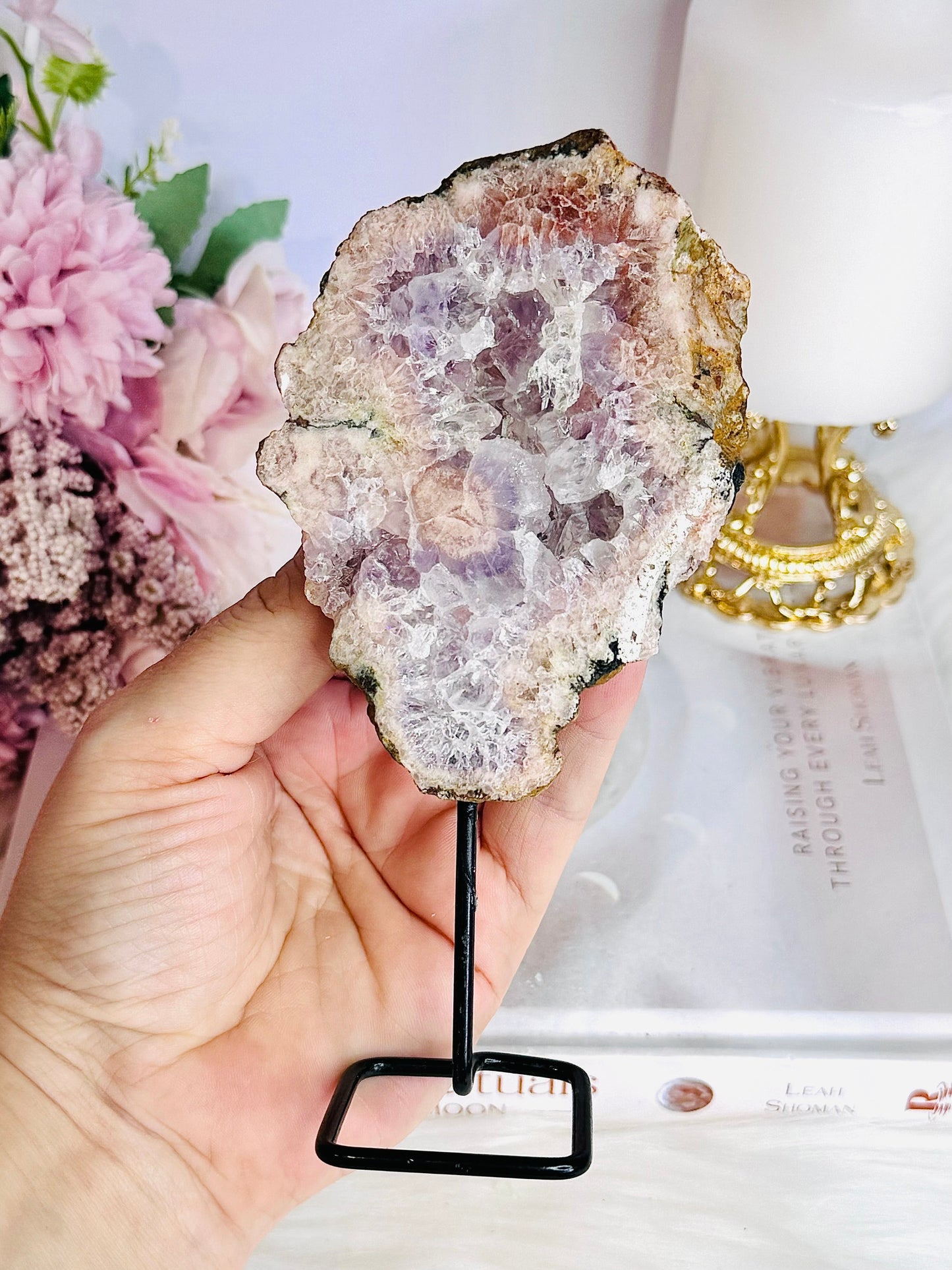 Natural Pink Amethyst Slab 15cm