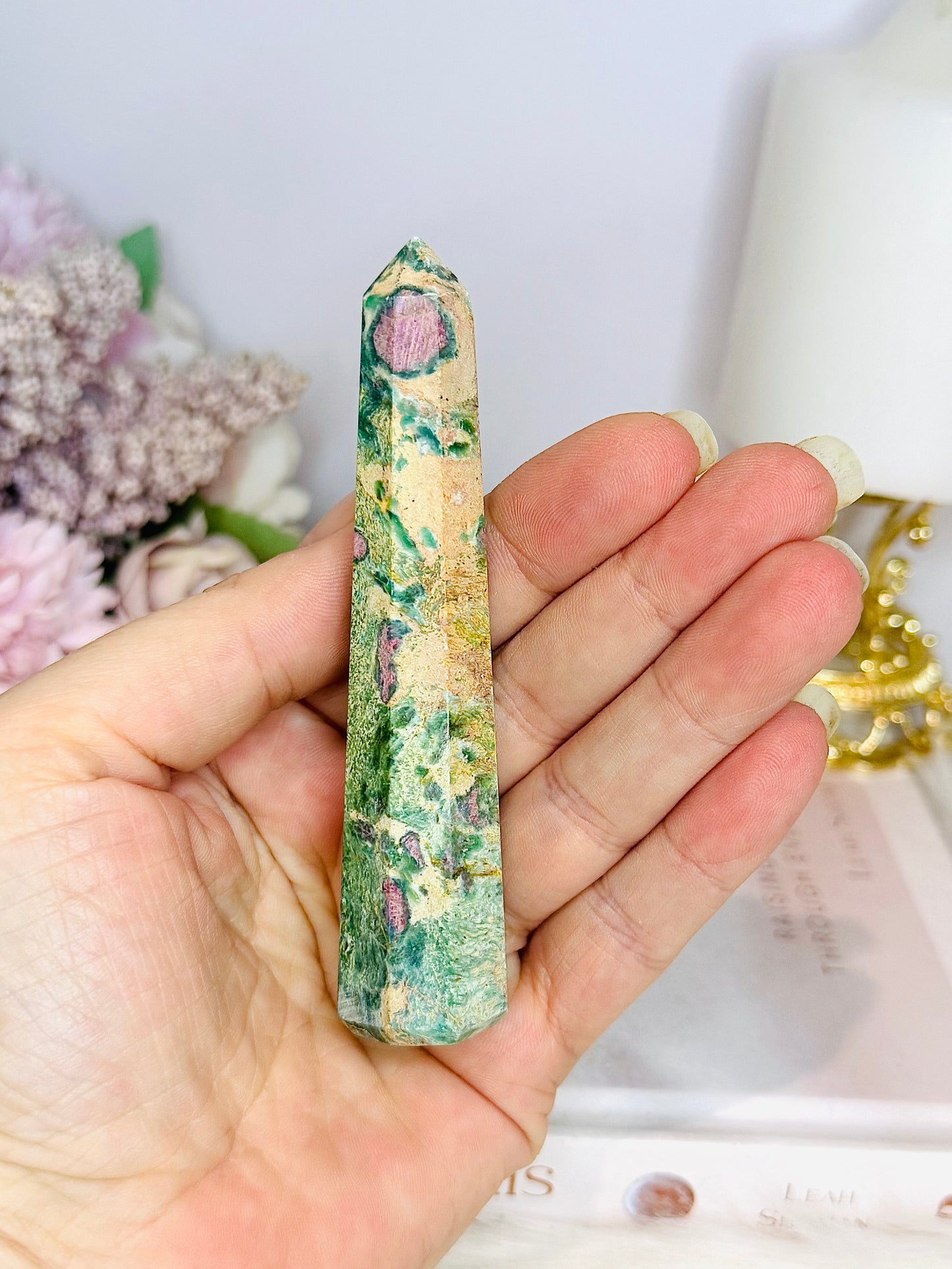 Ruby Fuchsite Obelisk | Tower 10cm