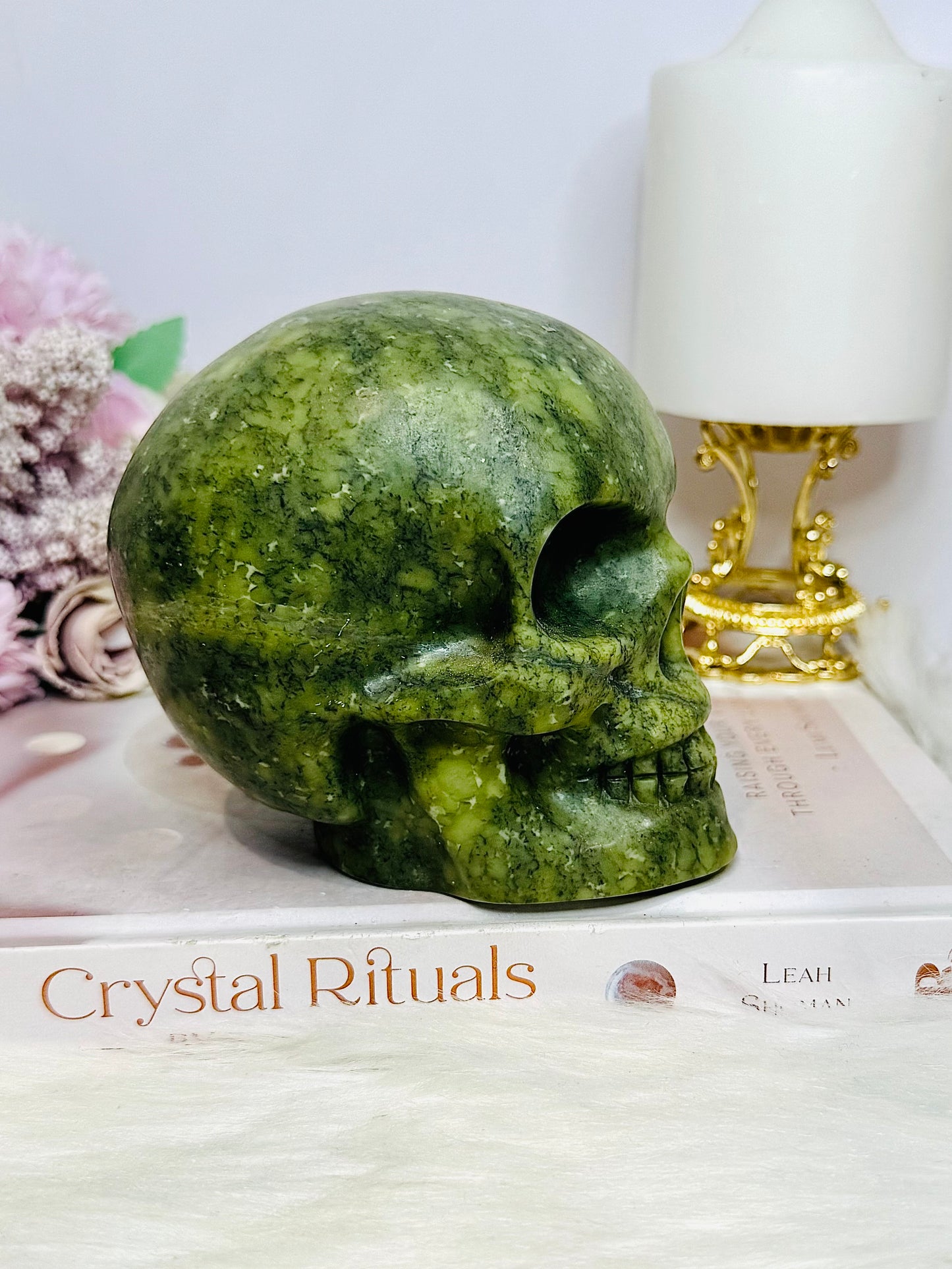 Huge Green Jade Carved Skull 1.25KG