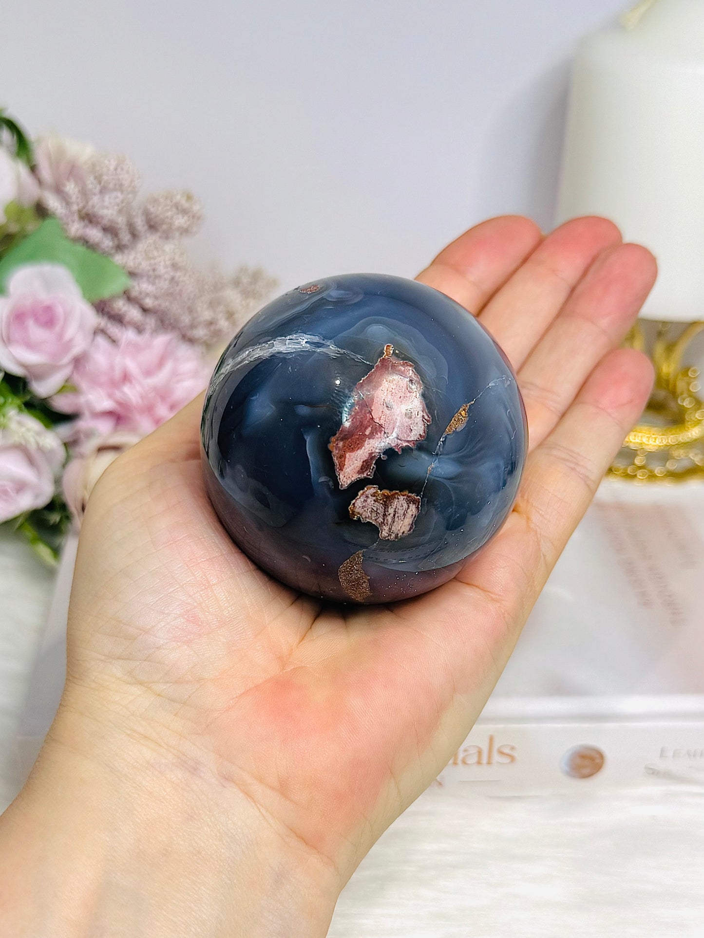 Volcano | Football Agate Sphere On Stand 338g