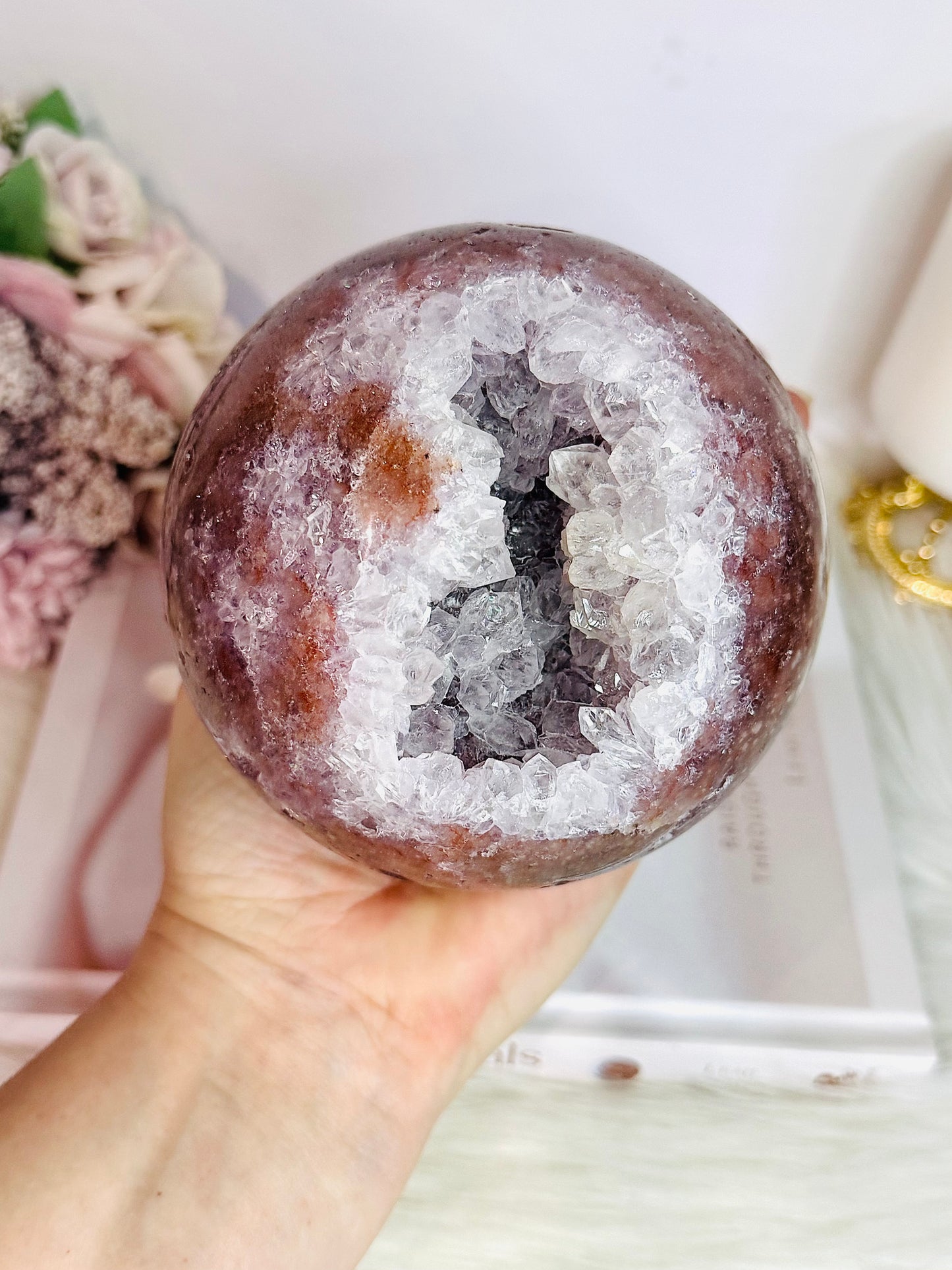 STATEMENT PIECE ~ The Most Spectacular High Grade Classy & Fabulous Huge Druzy Pink Amethyst Sphere From Brazil On Stand