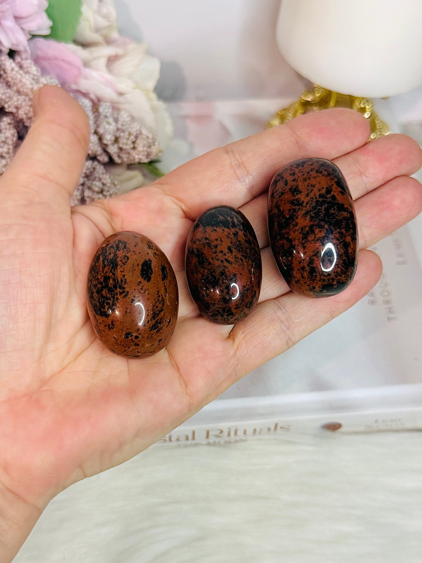 Set of 3 Mahogany Obsidian Large Tumbles