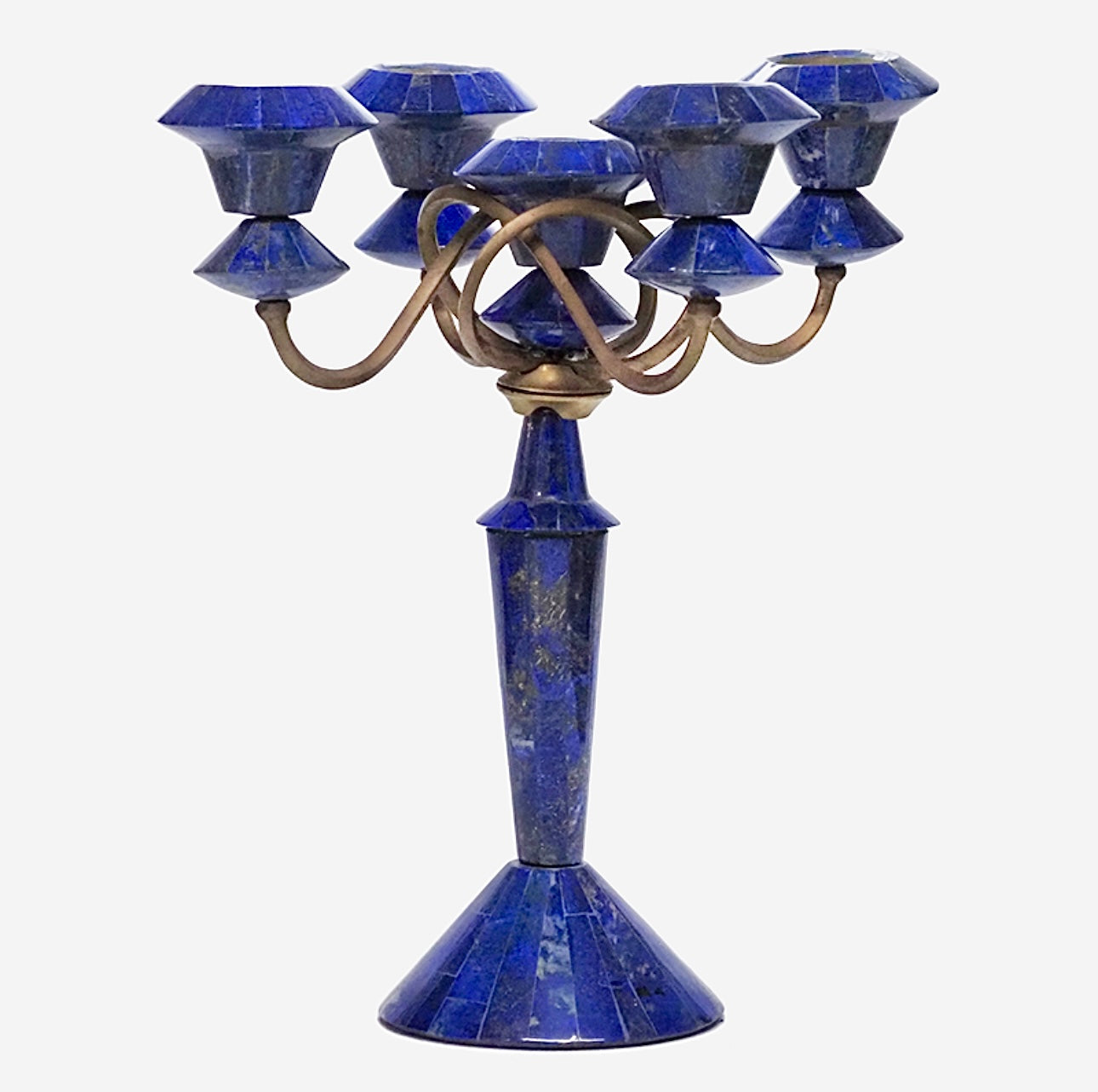 Natural Large 27cm Lapis Lazuli Carved Candelabra 1.4KG