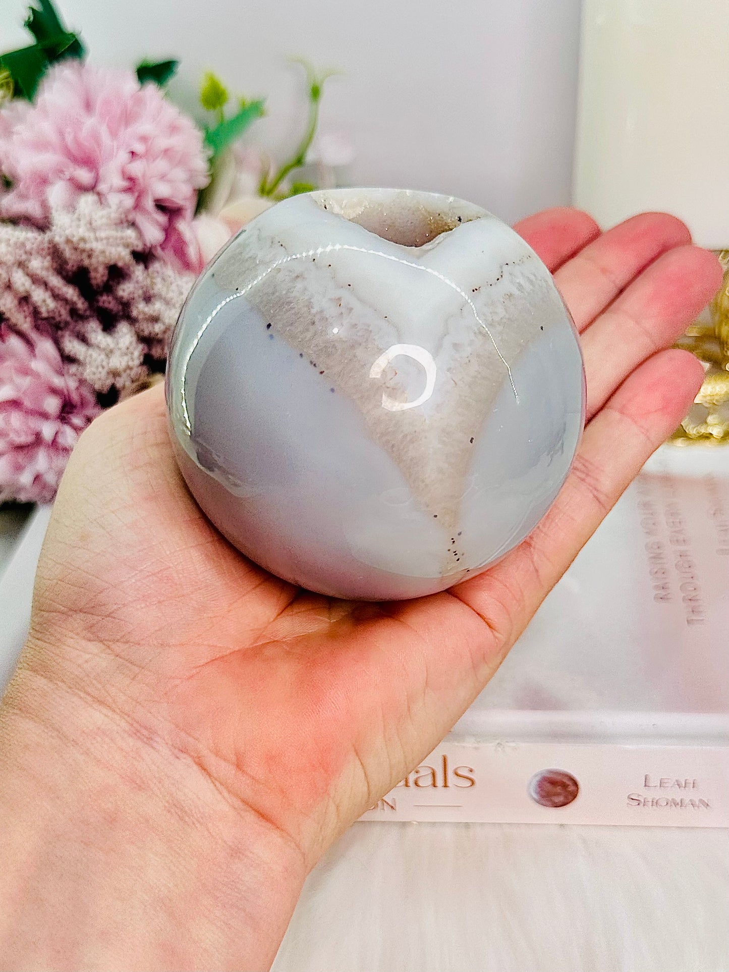 Stunning Large 529gram Sugar Druzy Agate Sphere on Stand