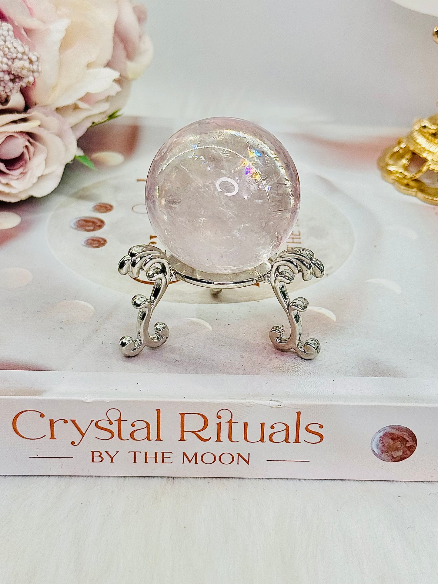 High Grade Light Purple Amethyst Sphere with Rainbows on Stand 4cm