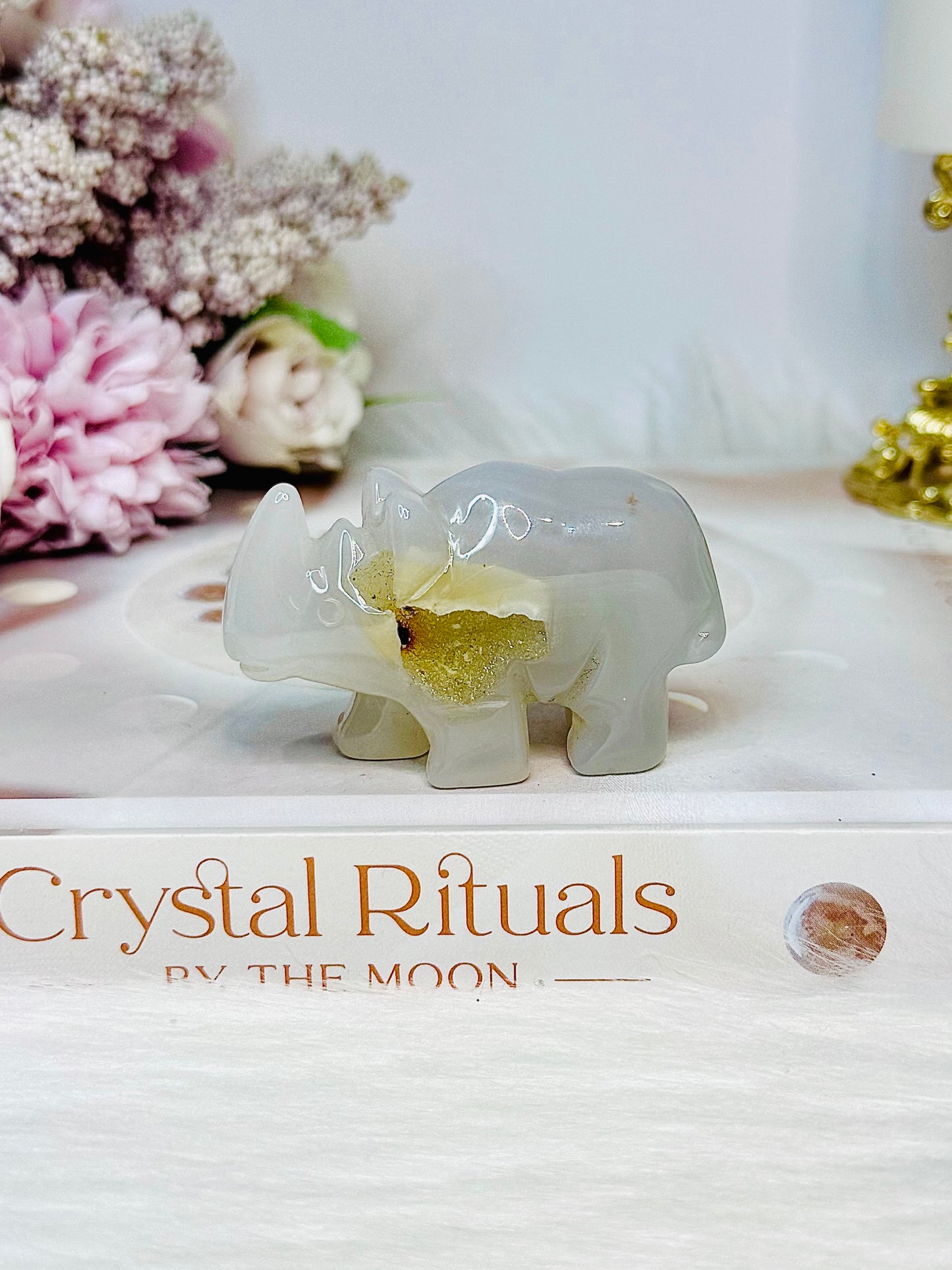 Rhinoceros Druzy Geode Carving 6cm