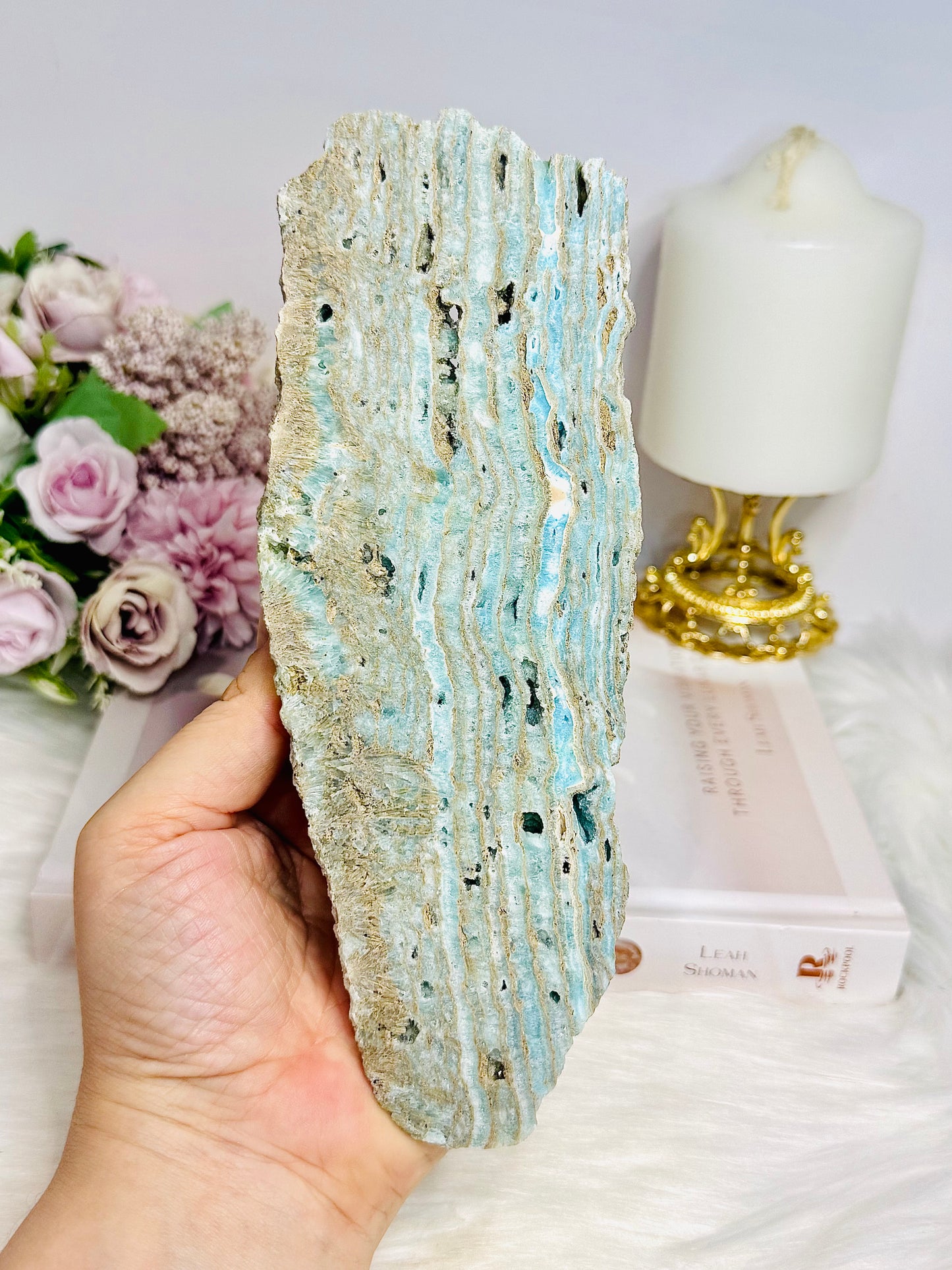 Hemimorphite Slab On Stand 19.5cm