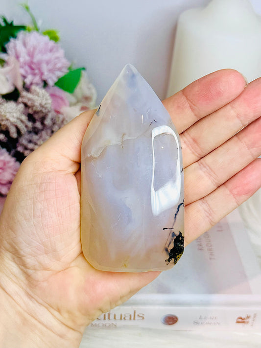 Natural Agate Flame | Freeform with Dentrictic Inclusions 10cm