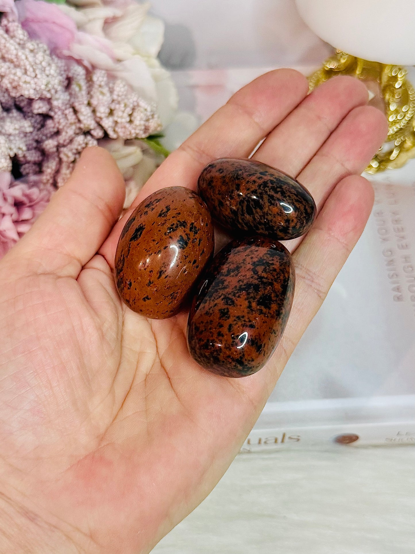 Set of 3 Mahogany Obsidian Large Tumbles
