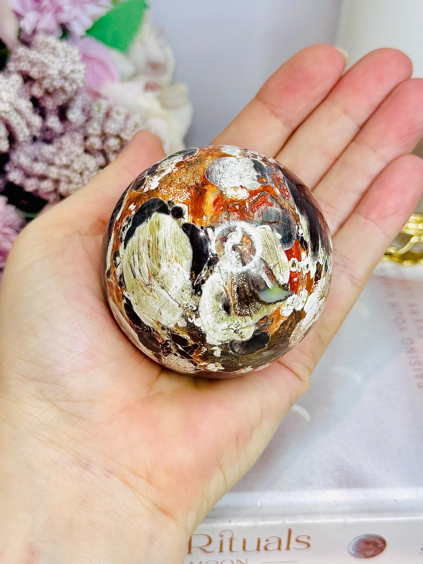 Large Money Agate Sphere On Stand 304g