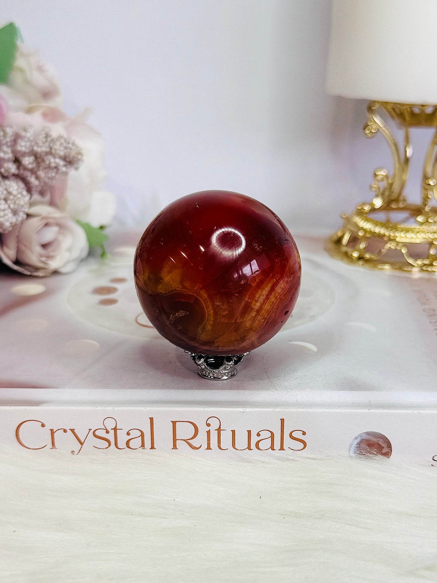 Carnelian Sphere on Small Stand 5cm
