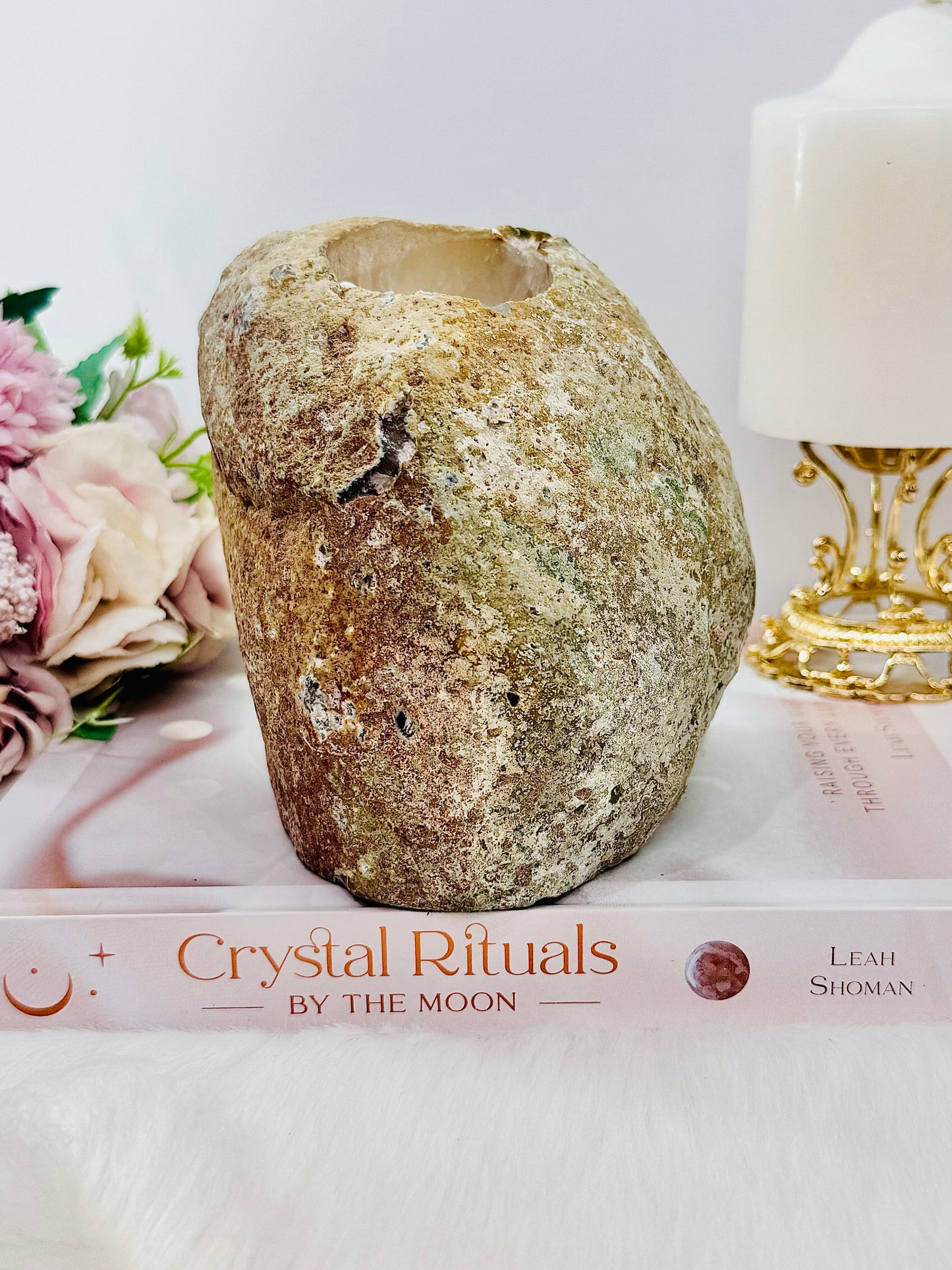 Simply Stunning!! Huge 1.66KG Druzy Agate Candle Holder An Absolutely Gorgeous Piece From Brazil