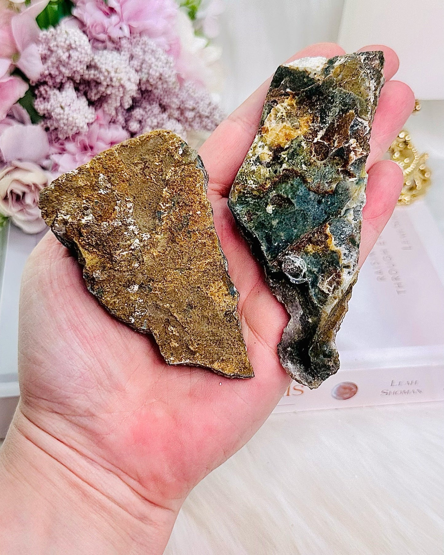 Set of 2 Aura Druzy Sphalerite Slabs