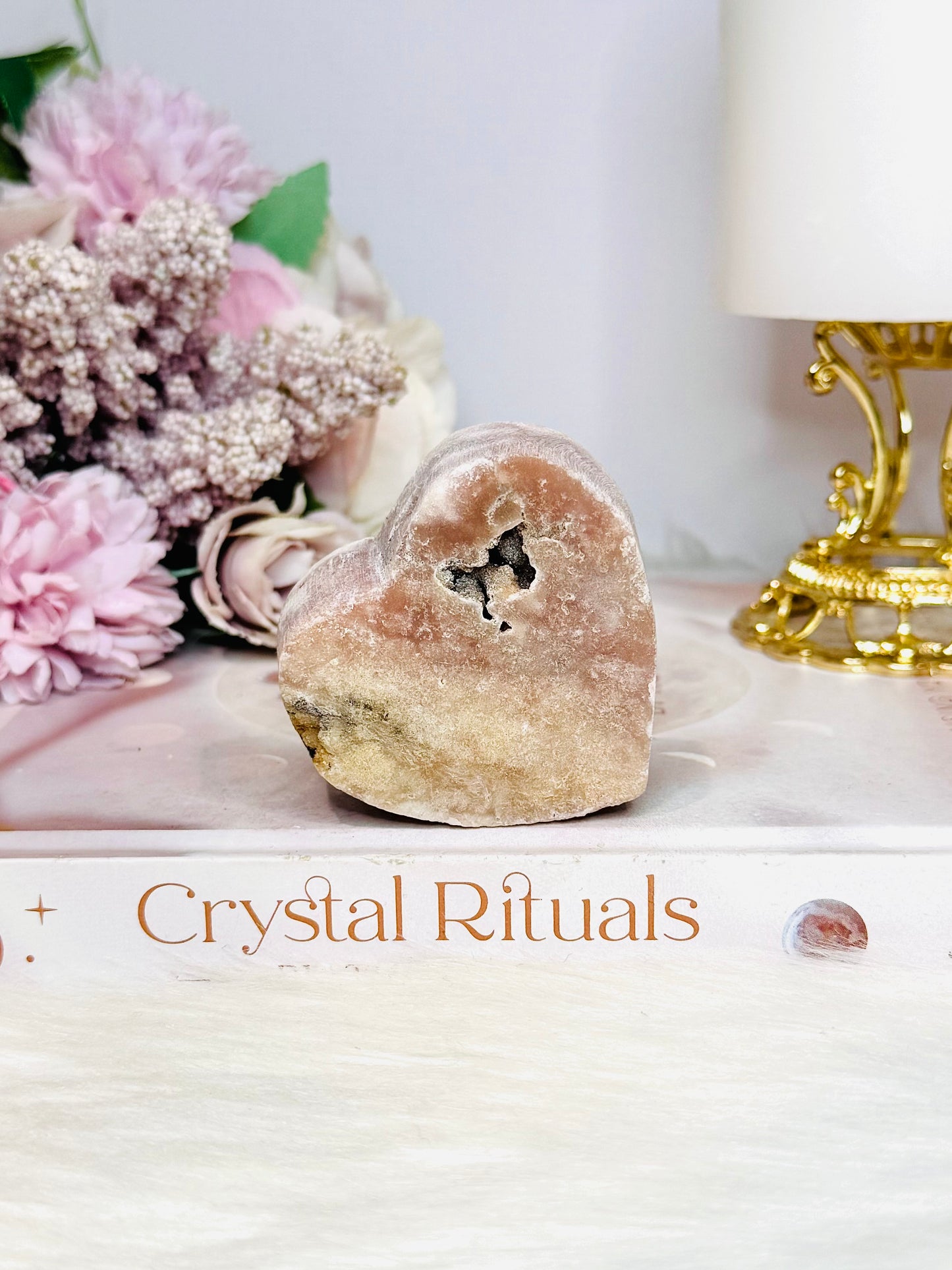 Chunky Pink Amethyst Druzy Heart 6cm