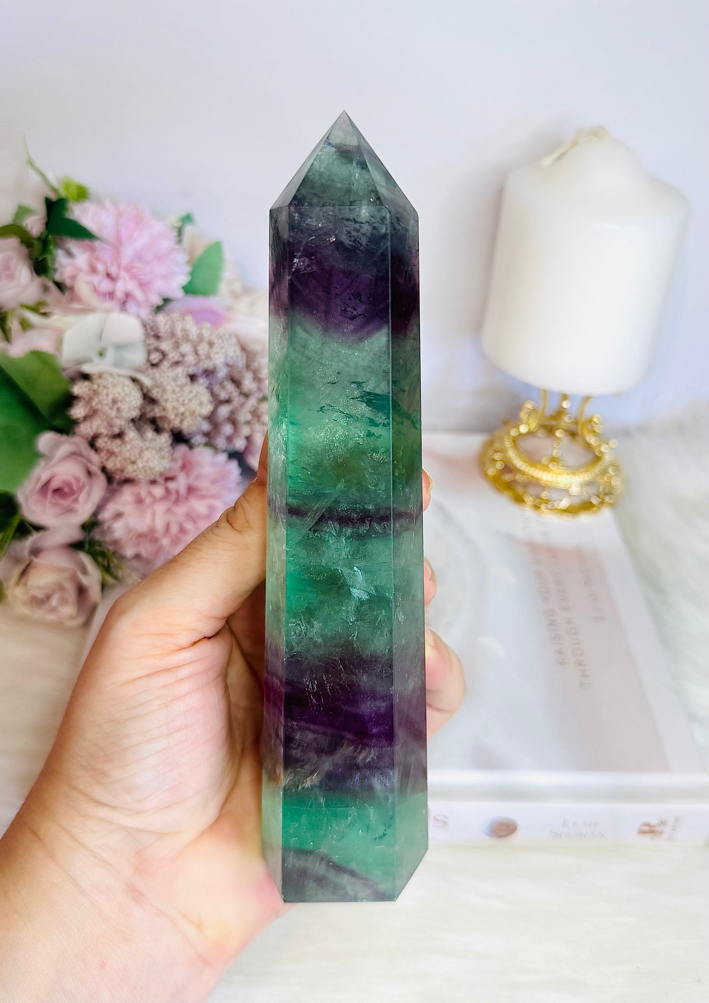 Rainbow Fluorite Large Chunky Tower 18cm