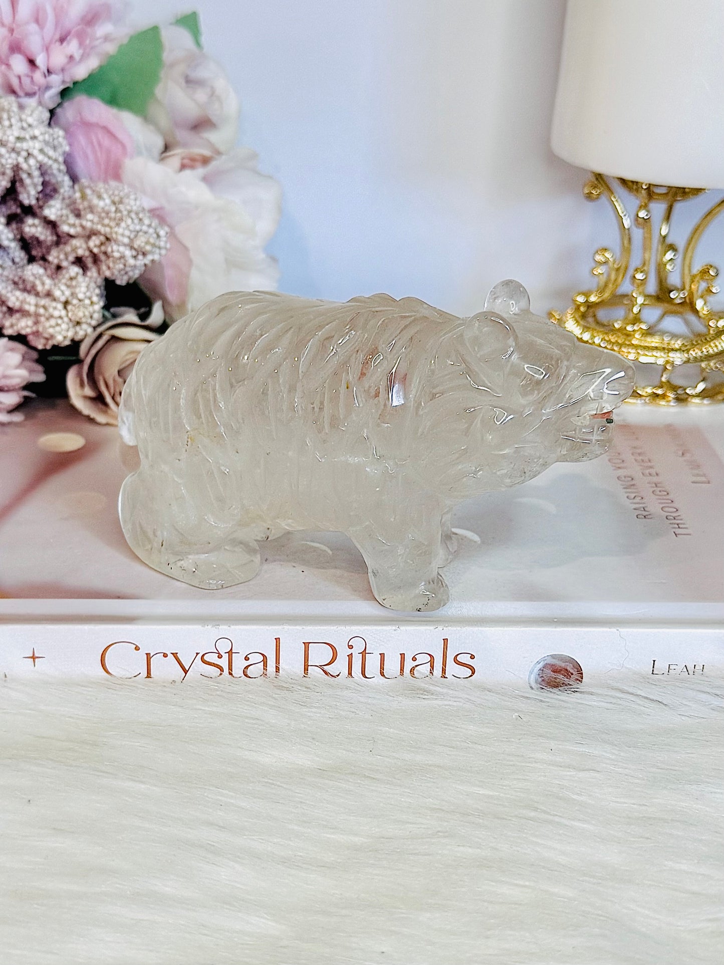 Chunky 11cm 359gram Clear Quartz Carved Bear