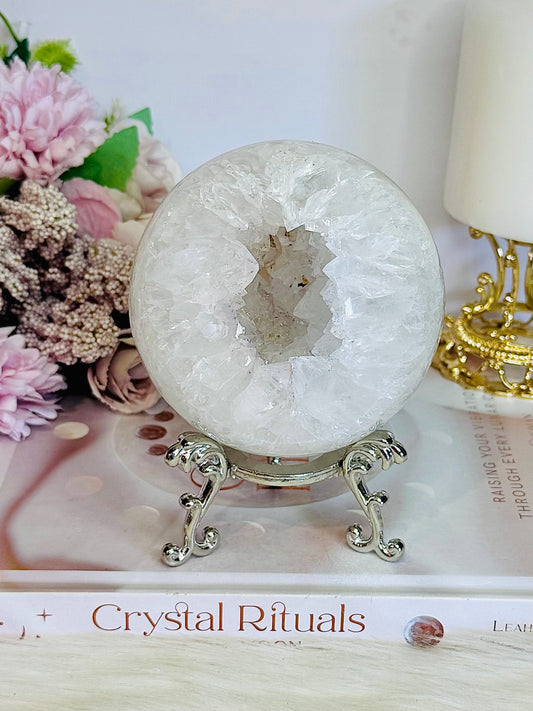 High Grade Absolutely Incredible Large Clear Quartz Druzy Sphere From Brazil 845grams