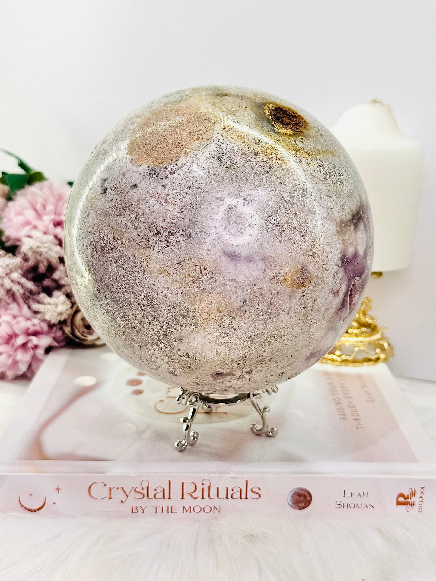 ⚜️ SALE ⚜️ The Queen!!!! Huge 14cm 3.73KG Druzy Pink Amethyst Sphere on Stand From Brazil