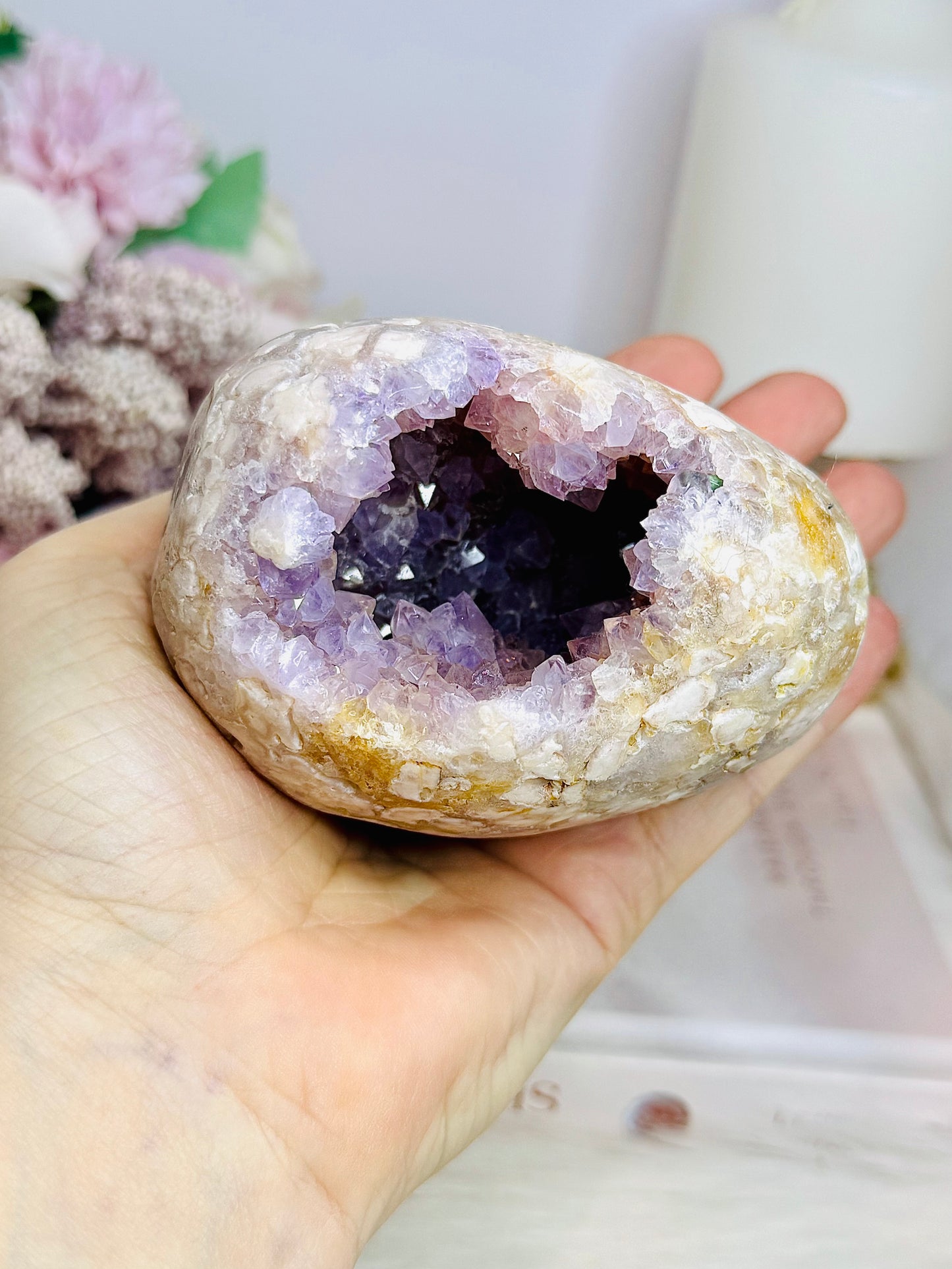 High Grade Druzy Pink Amethyst Geode On Custom Made Stand 18cm 714g