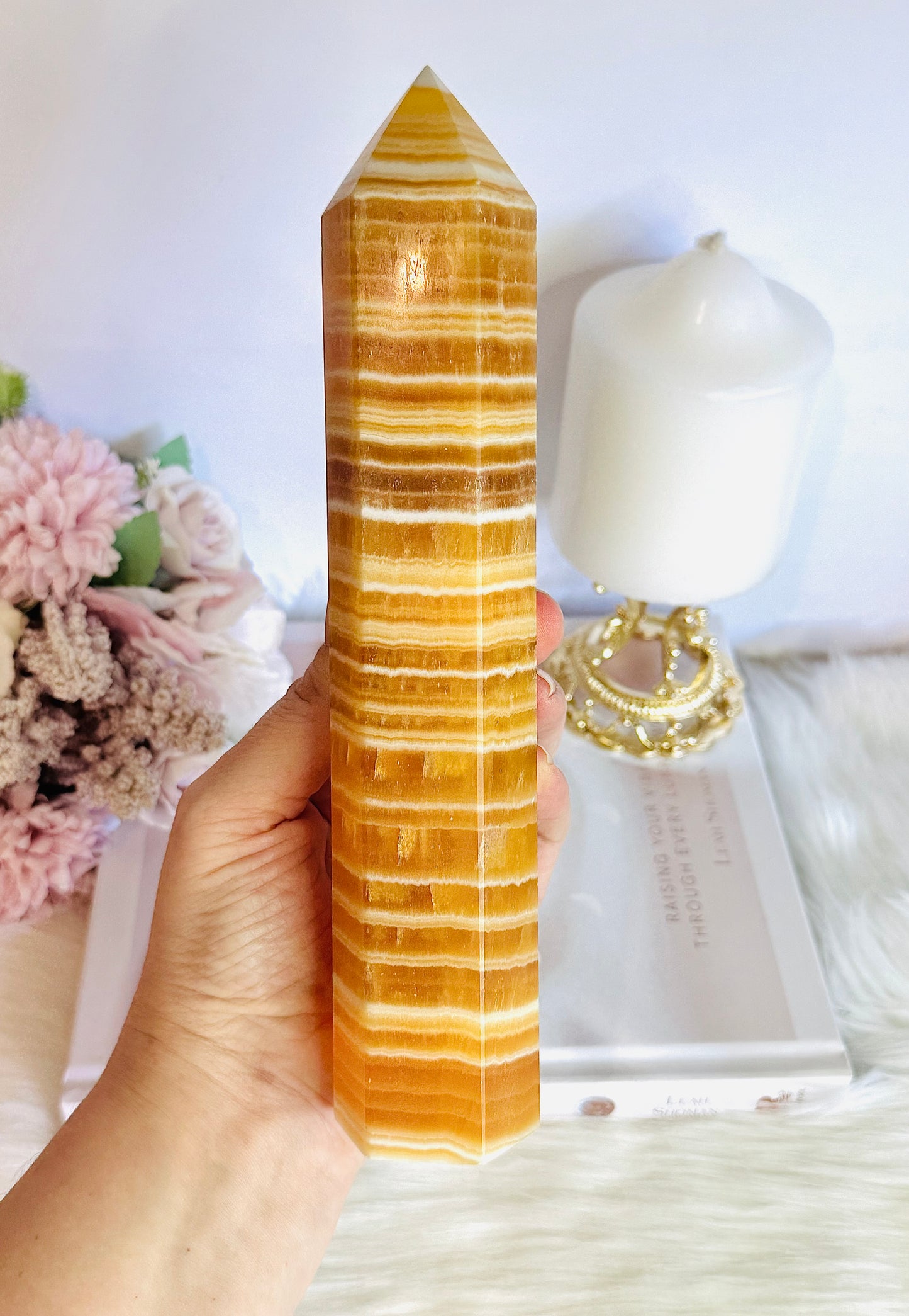 Stunning 22cm Orange Calcite Chunky Tower