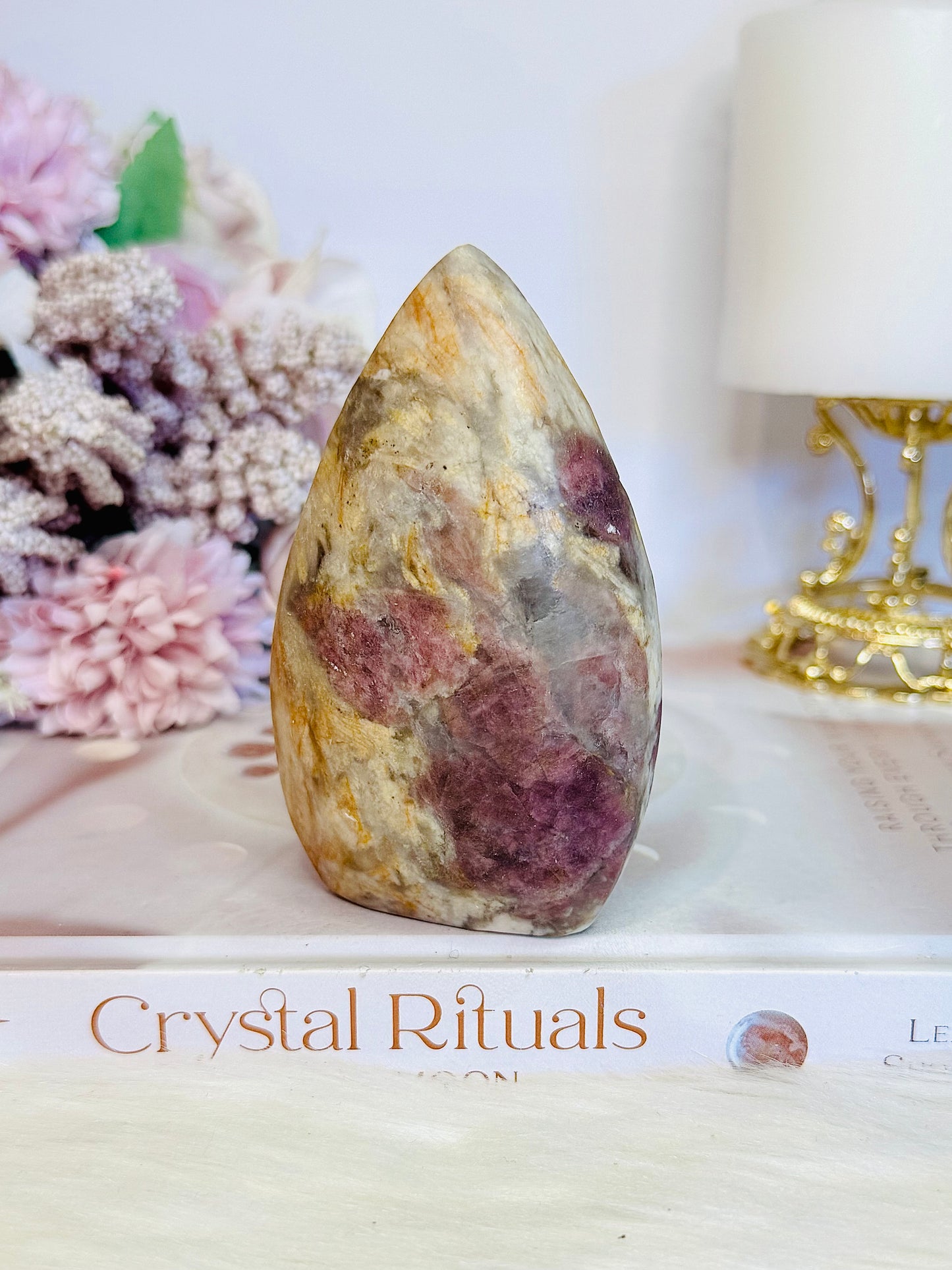 Large Pink Tourmaline Carved Flame | Freeform 261grams