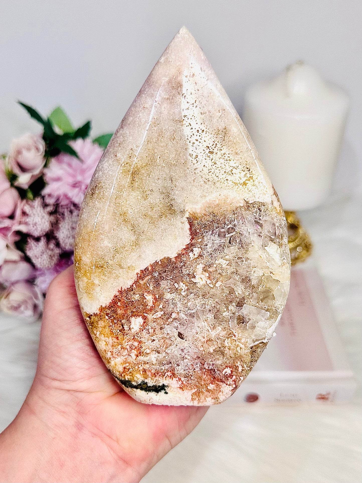 Large Pink Amethyst Druzy Carved Flame | Freeform From Brazil 564grams 15cm