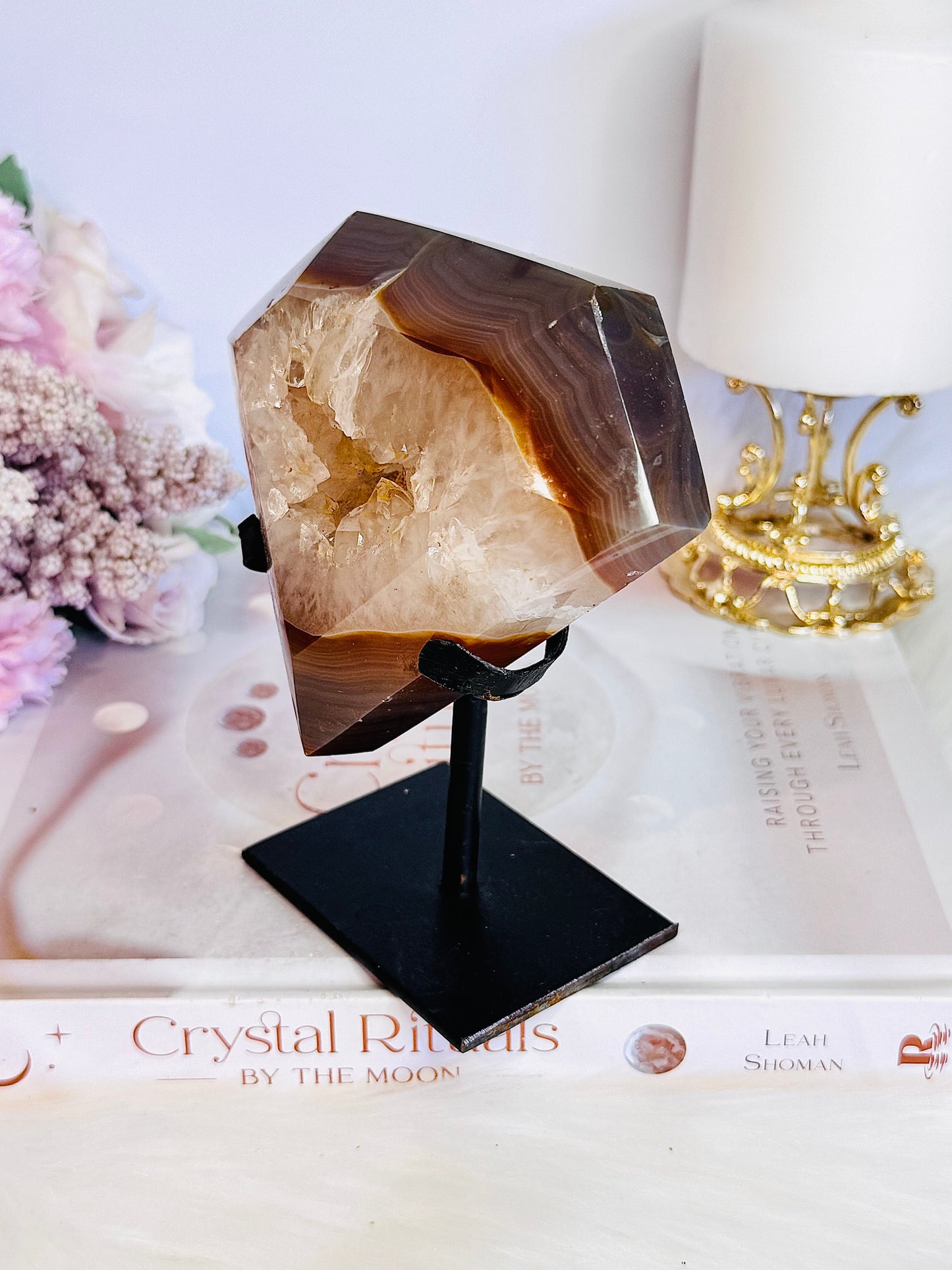Incredible Large Druzy Agate Carving On Stand From Brazil 13.5cm