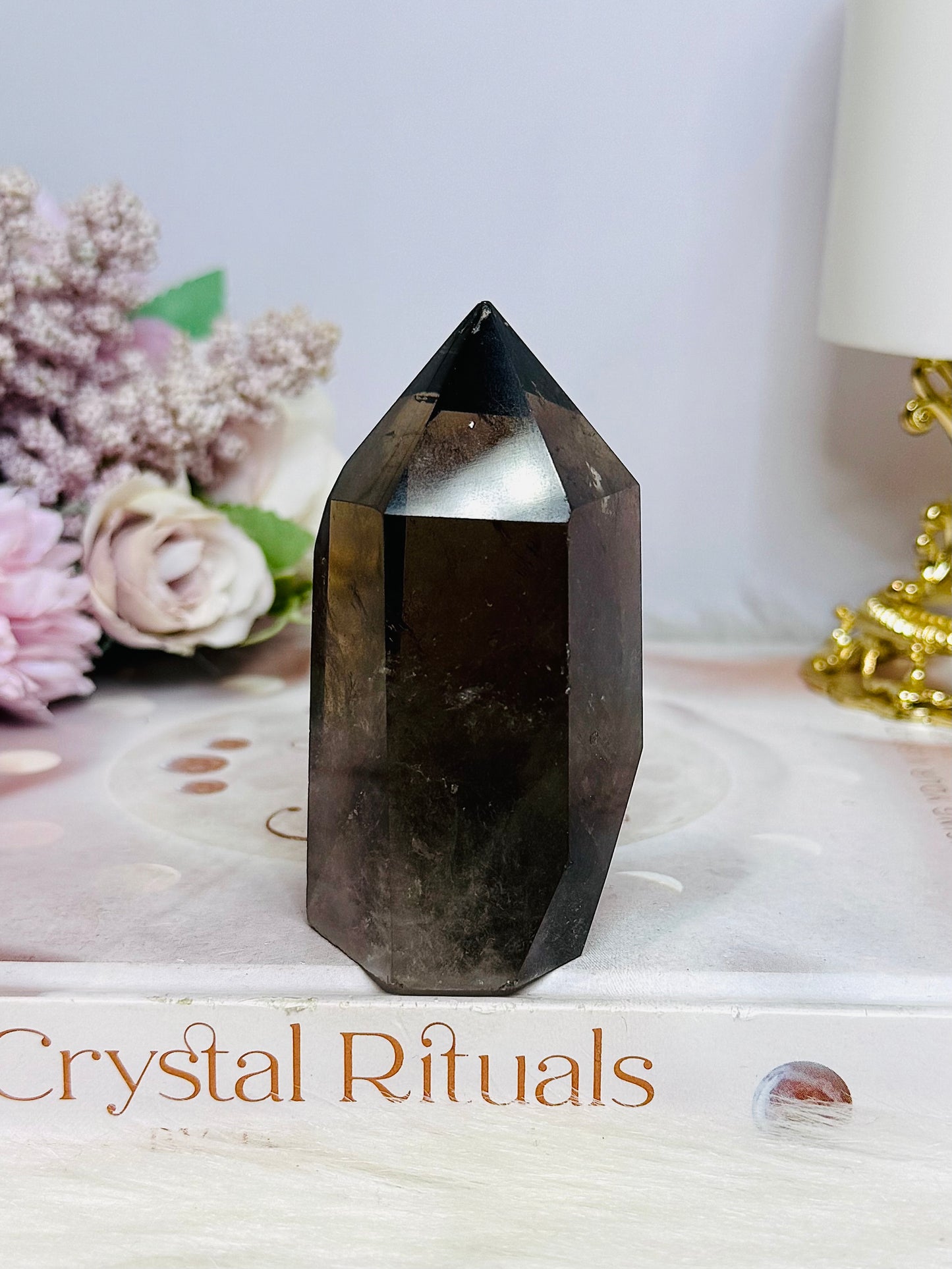 Smokey Quartz Chunky Tower 8cm ~ Discounted as chip on tip