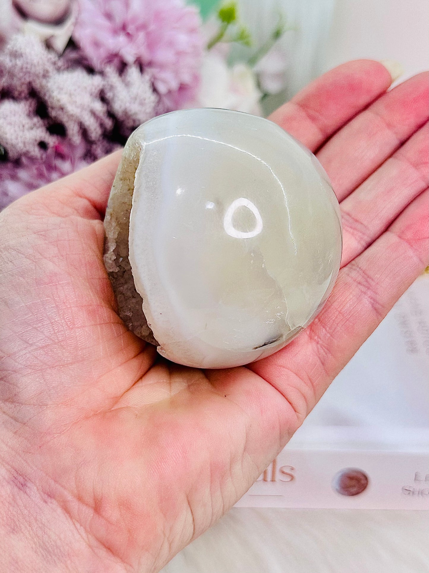 Divinely Angelic Druzy Agate Sphere On Stand (Glass stand in pic is display only)