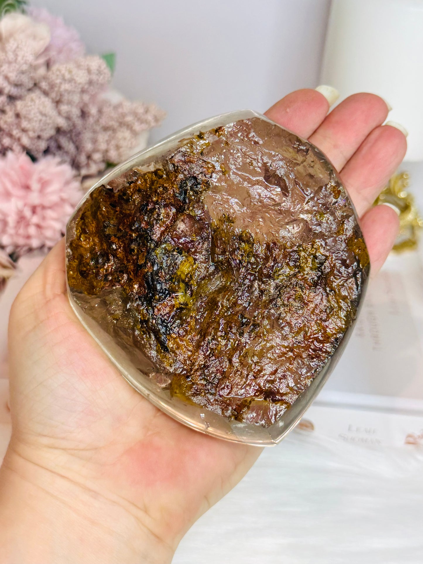 Large Natural Lodolite | Garden Quartz Polished Freeform on Stand 10cm 484g