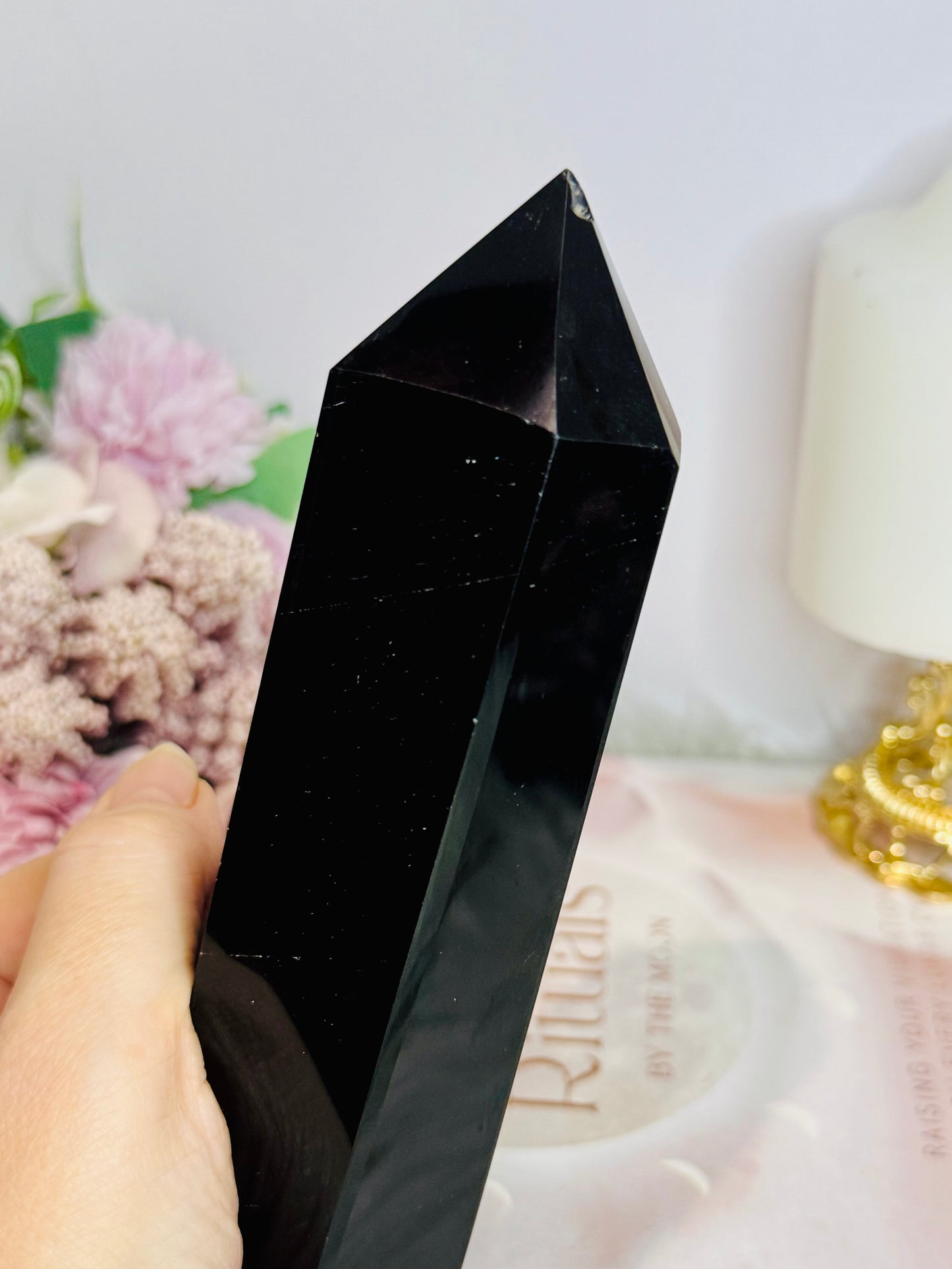Black Obsidian Chunky Large Tower 18cm ~ Reduced as chip on tip