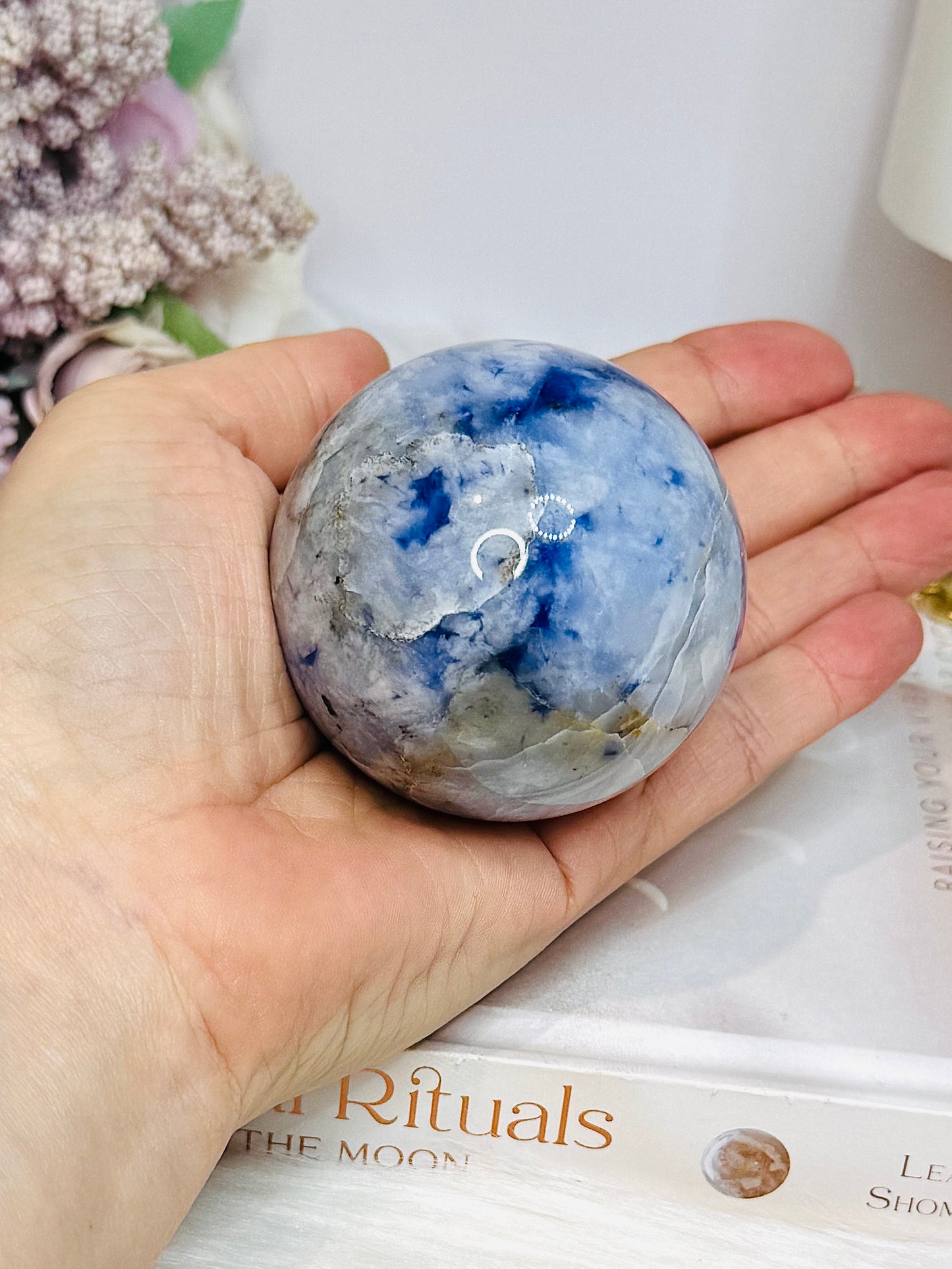 Blue Afghanite Sphere on Stand 277g