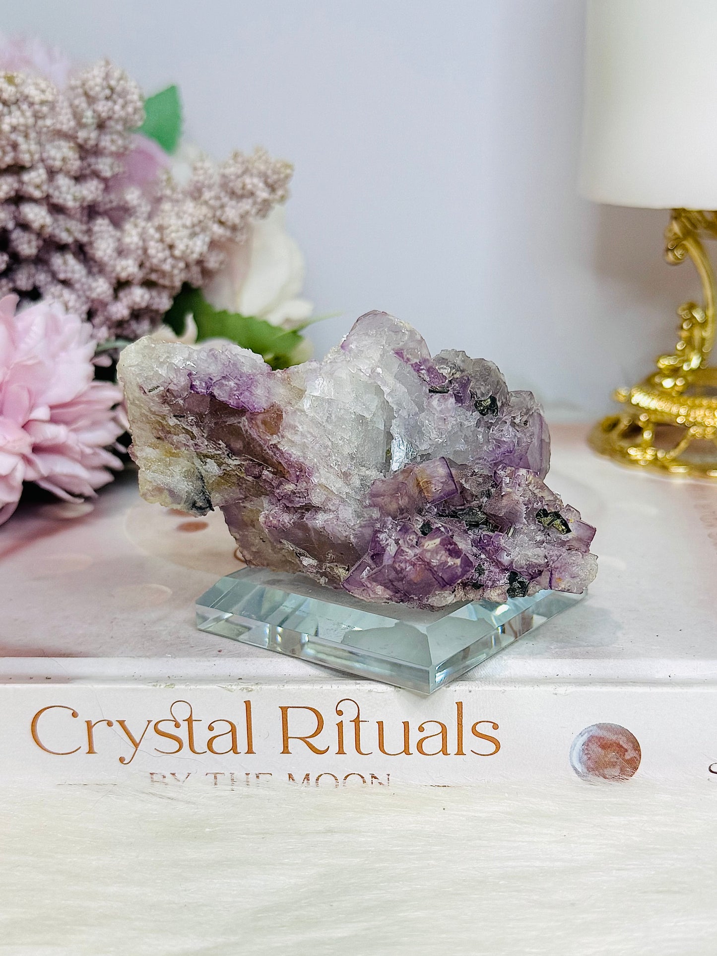 Collectors Piece ~ High Grade Purple Cubed Fluorite Specimen On Stand 223grams
