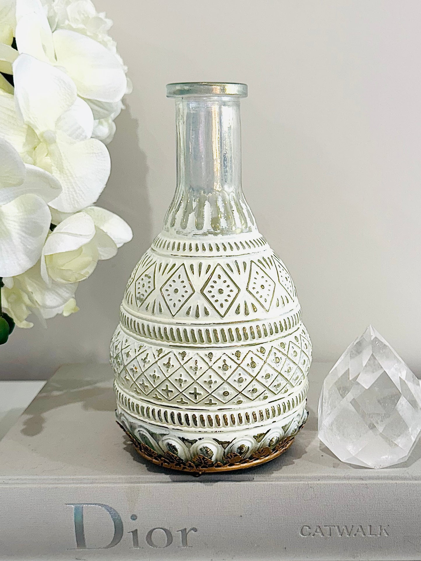 White Glass Lantern 15.5cm x 10.5cm