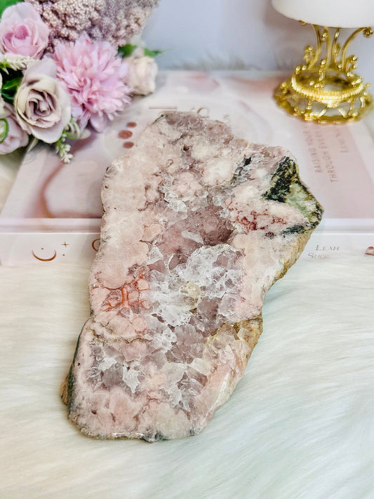 Natural Pink Amethyst Druzy Slab 490g 16cm