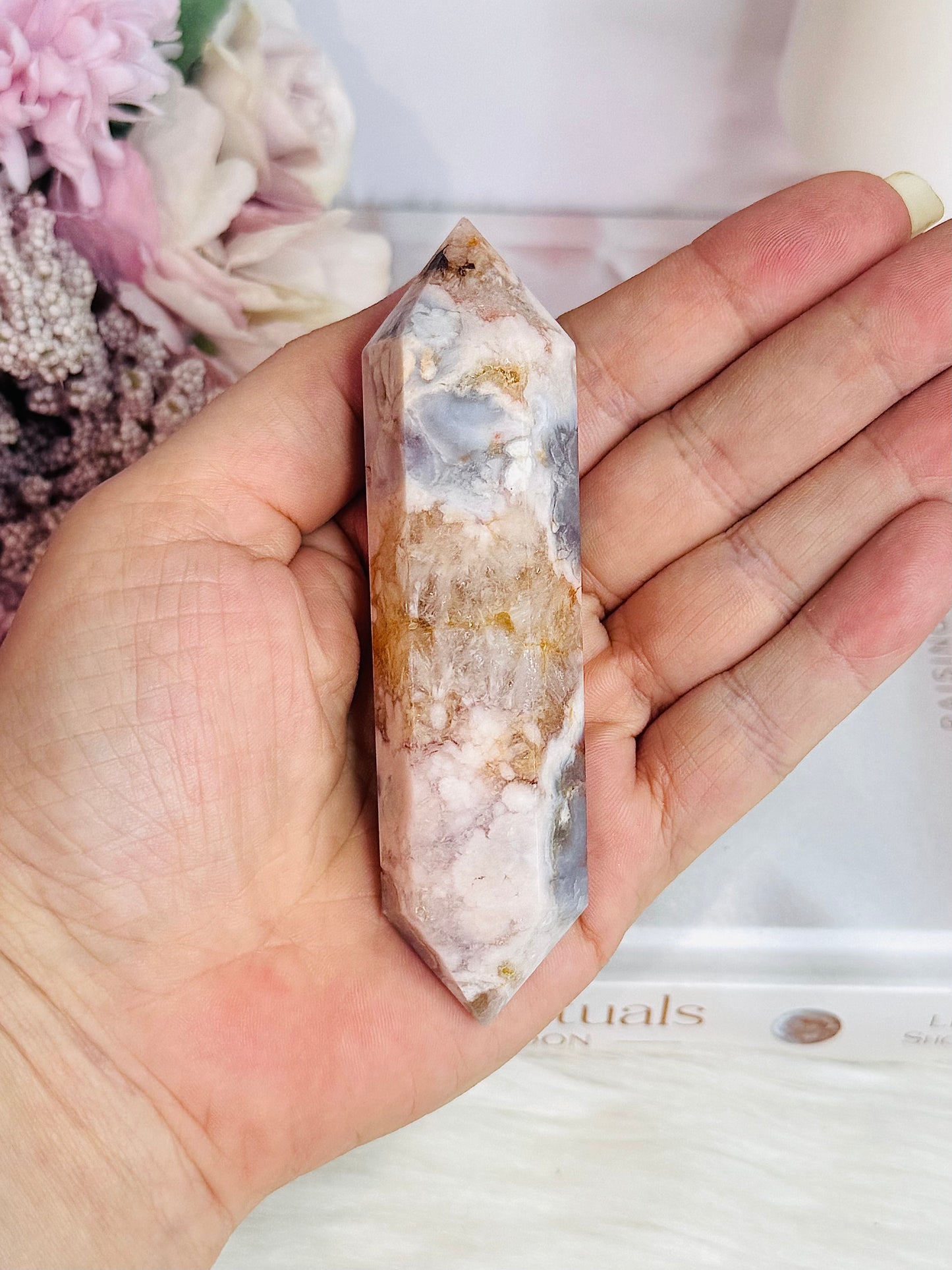 Beautiful Black Cherry Agate Double Terminated Point 10.5cm