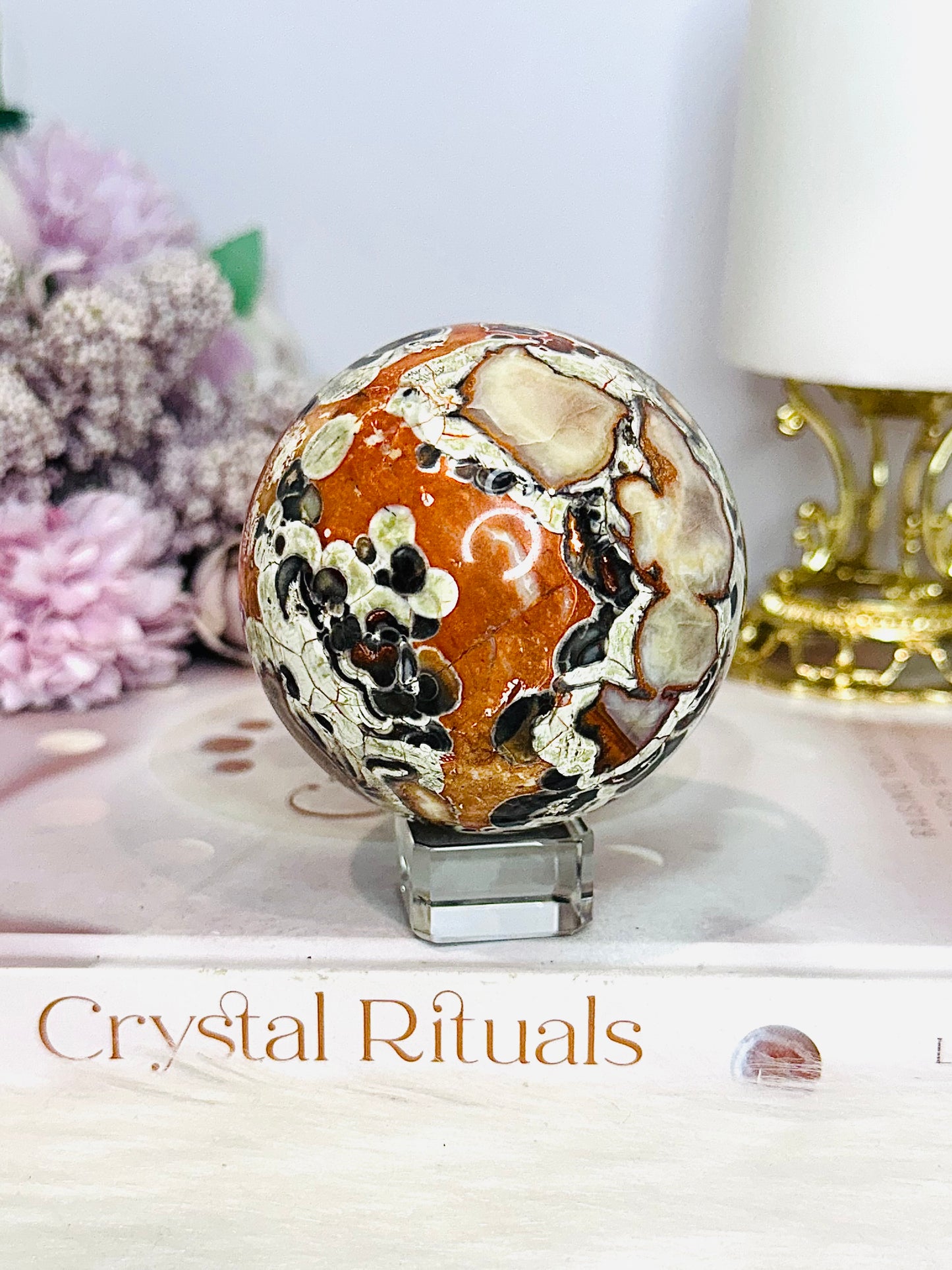 Large Money Agate Sphere On Stand 350g