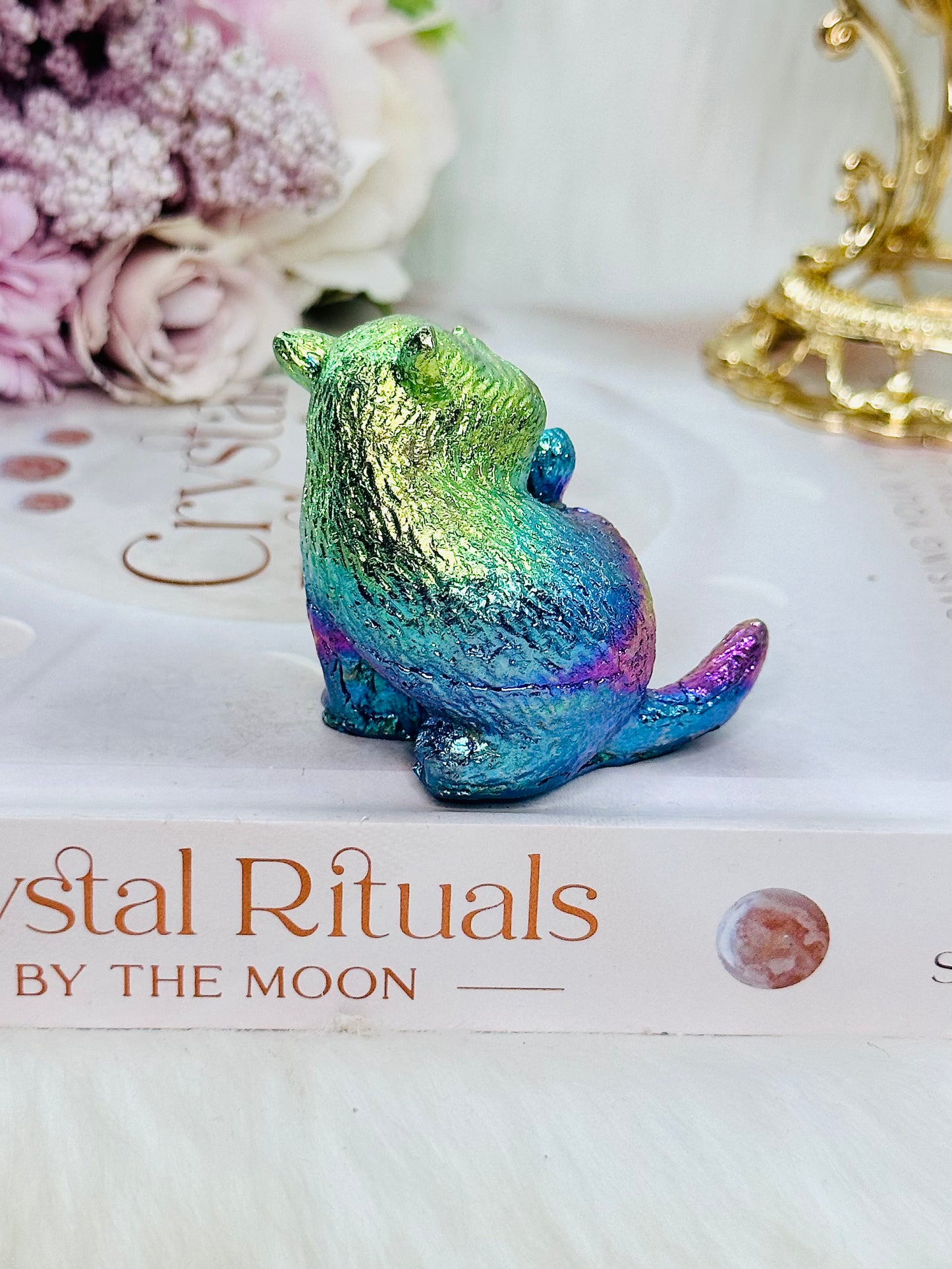 The Cutest Aura Bismuth Carved Cat 142grams